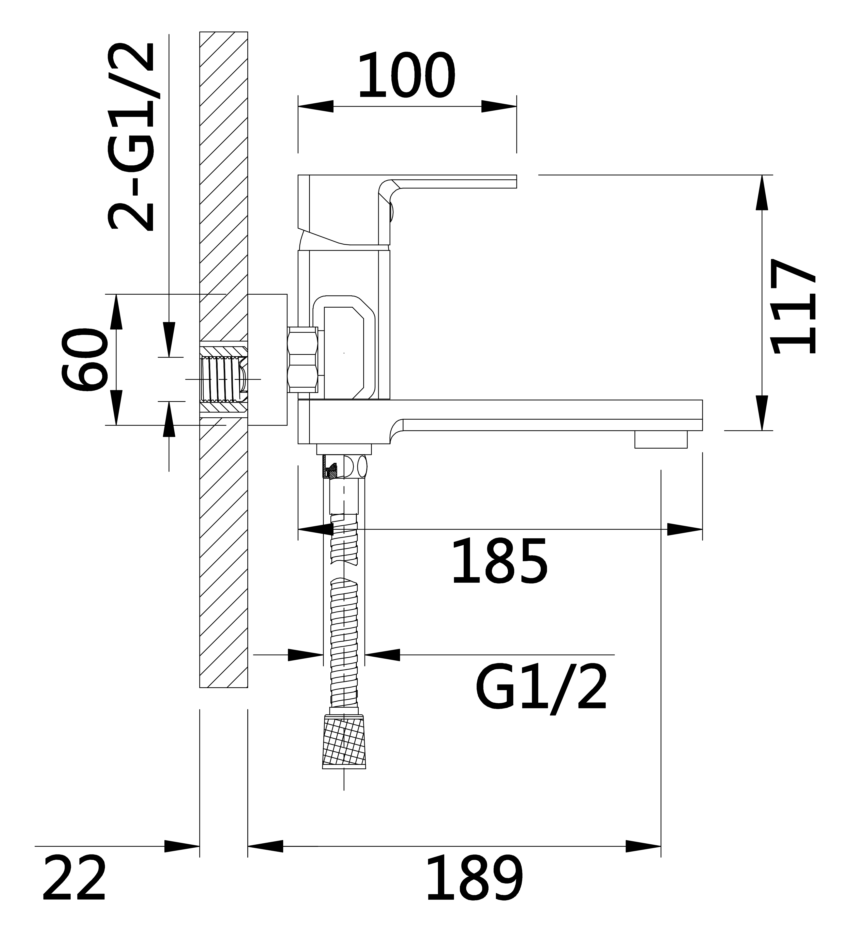 30010 Смеситель для ванны (ХРОМ) HANSEN  (10/1шт)