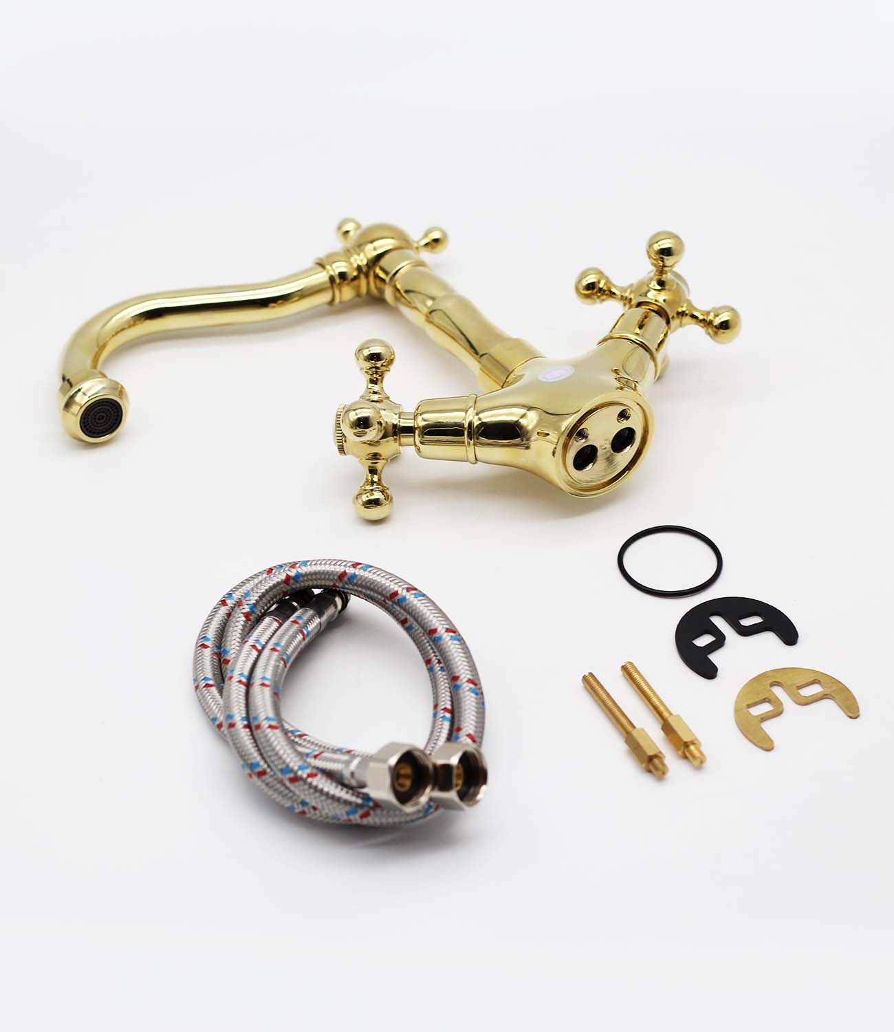 09112-E Смеситель двухвент. для умыв. (ЗОЛОТО)  GANZER (10/1шт)