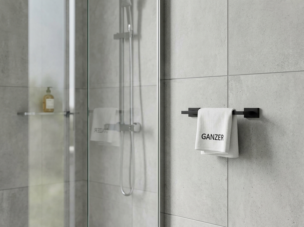88070-C Держатель для полотенца 55 см. (ЧЕРНЫЙ) GANZER (20/1шт)