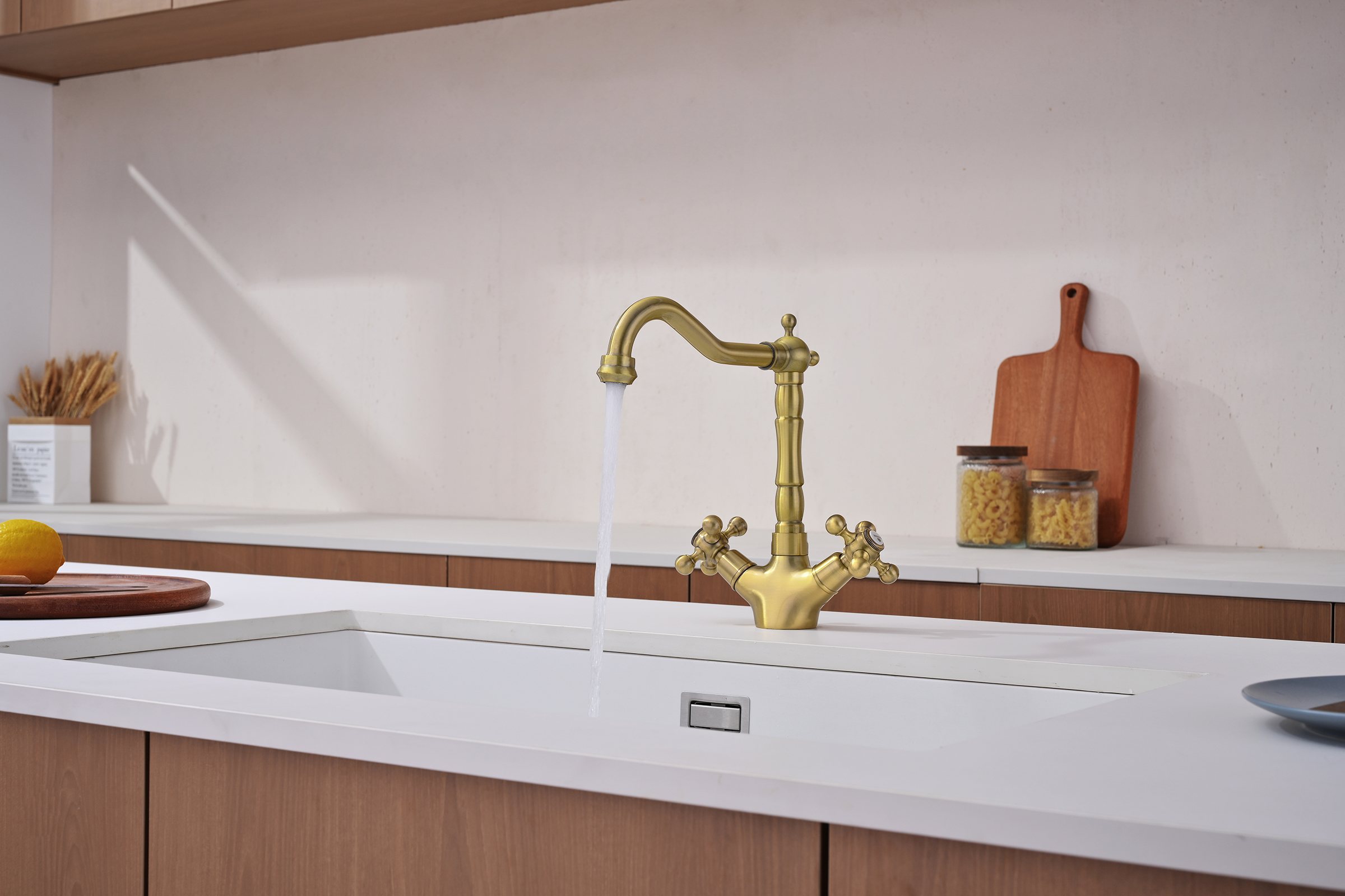 09122-D Смеситель 2-ух руч. для кухни (БРОНЗА) GANZER  (10/1шт)