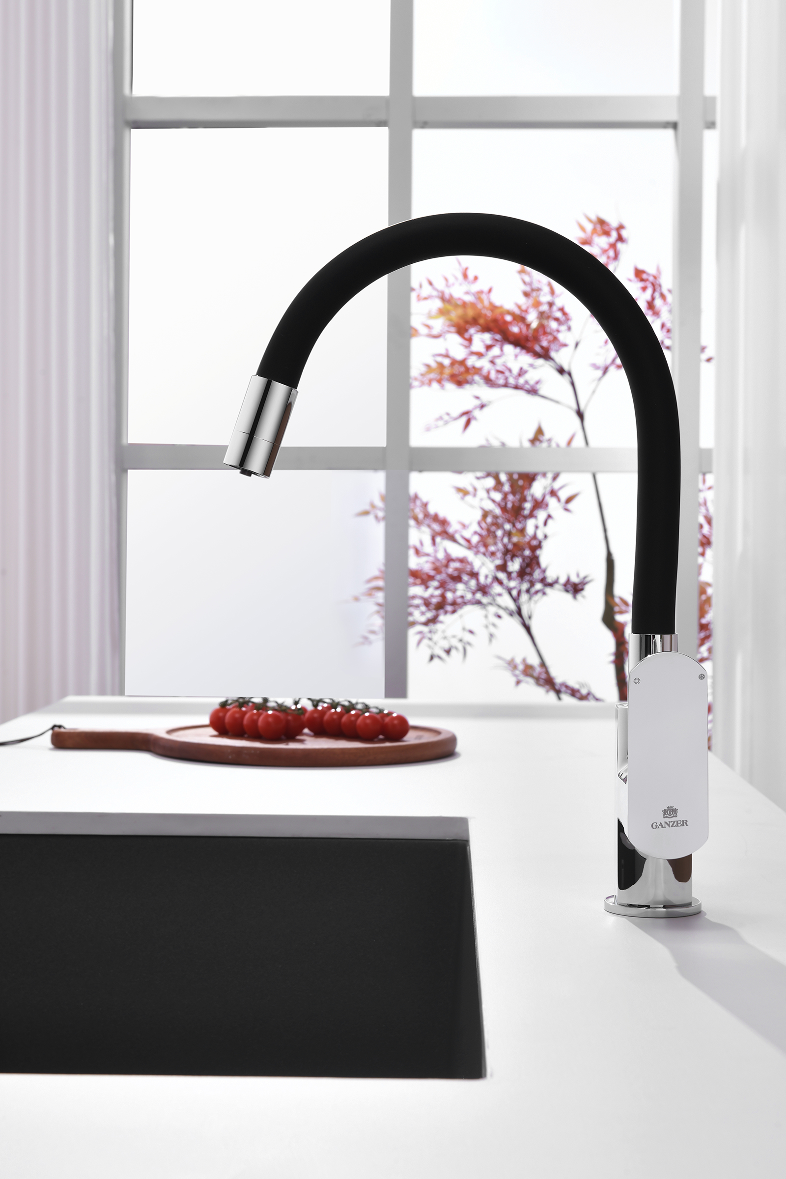 06127 Смеситель для кухни с гиб. изл. и под. фильтра (ХРОМ) GANZER (10/1шт)