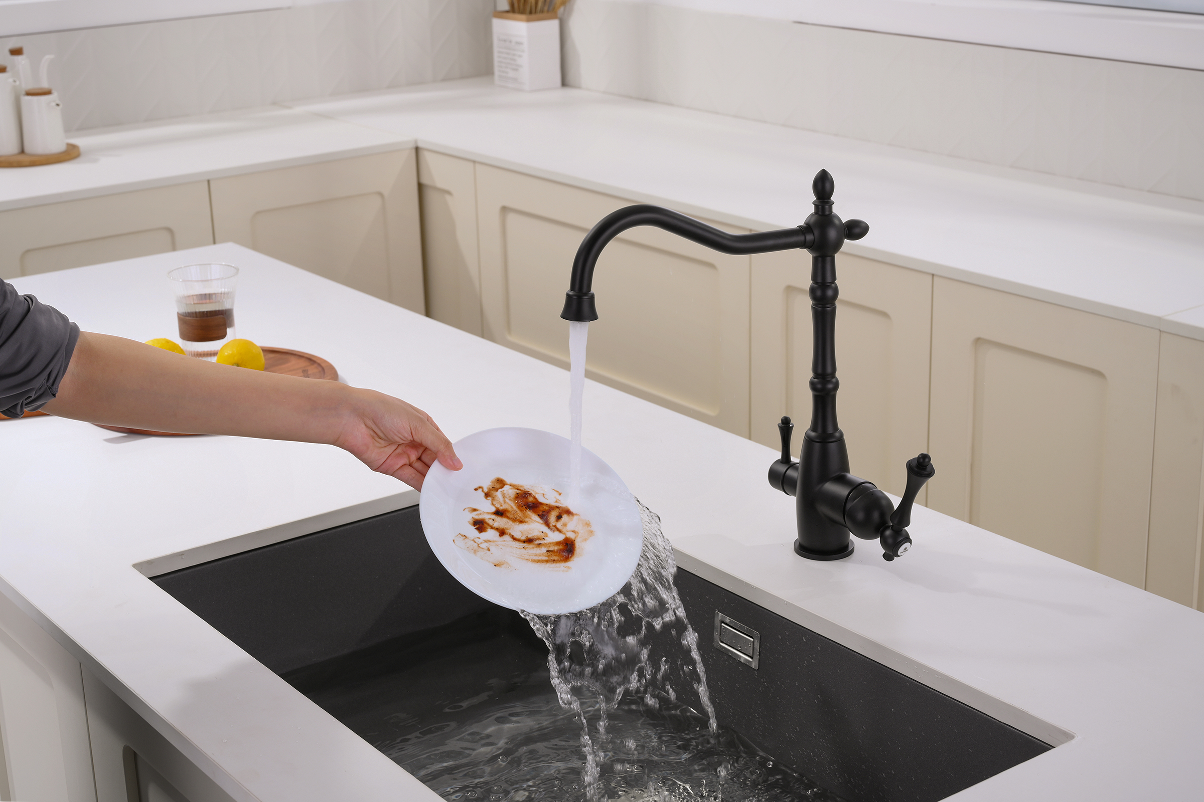 77122-C Смеситель для кухни с под. филь. (ЧЕРНЫЙ) GANZER  (10/1шт)