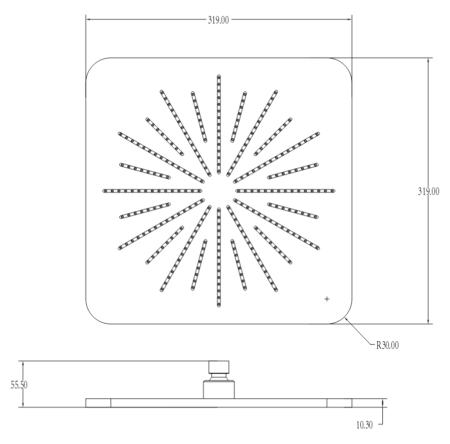 28430-R Тропическая лейка, квадрат 32см (Роз. Золото)  GANZER  (6/1шт)