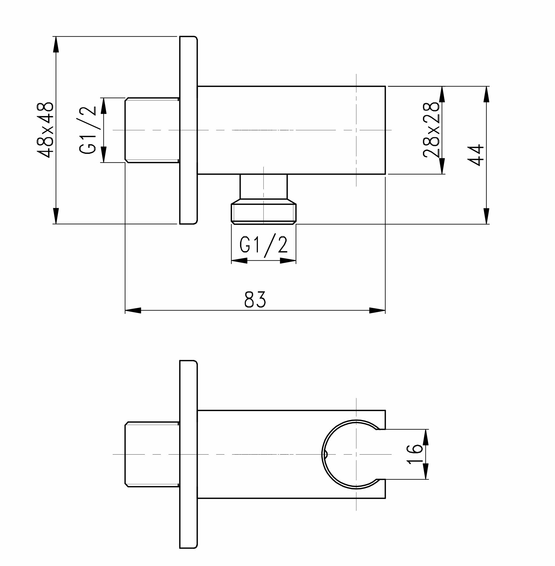 Выход/держ/клапан (квадратный, ХРОМ) GANZER