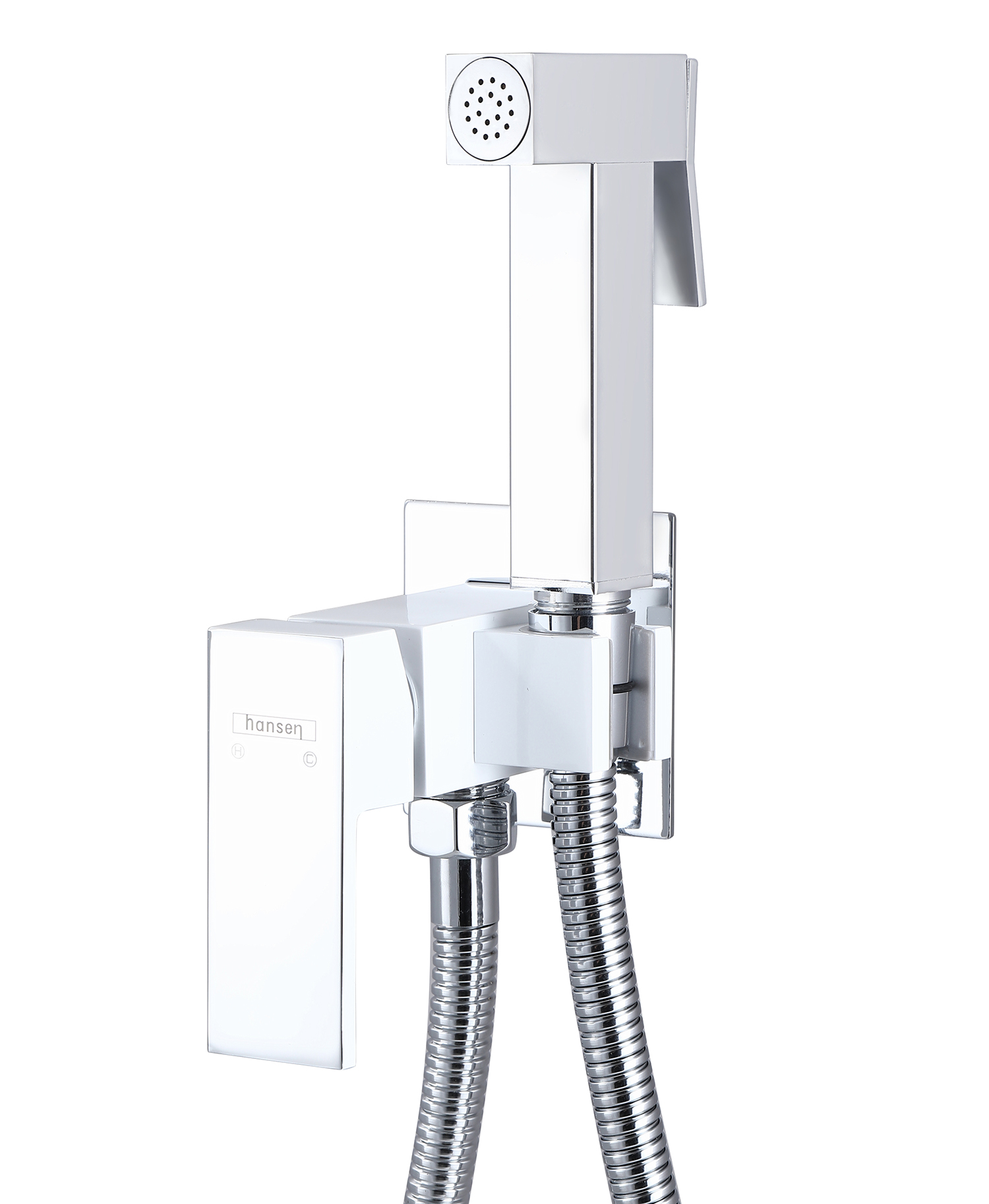 62206-F Комплект встраива. для биде (КВАДРАТ.,ХРОМ/БЕЛЫЙ)  HANSEN (10/1шт)