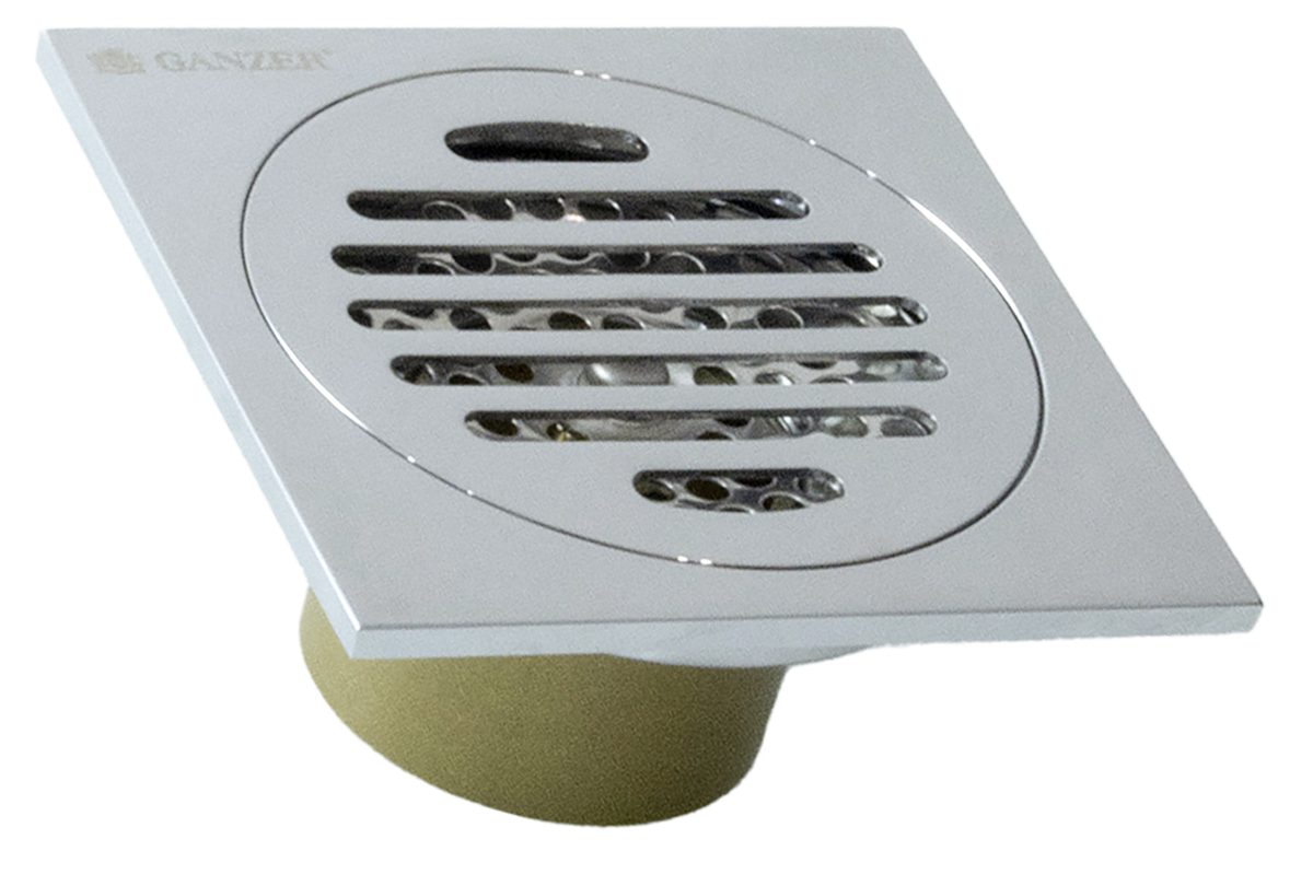 Трап прямой 10 х 10  (ХРОМ)  GANZER  (60/1шт)