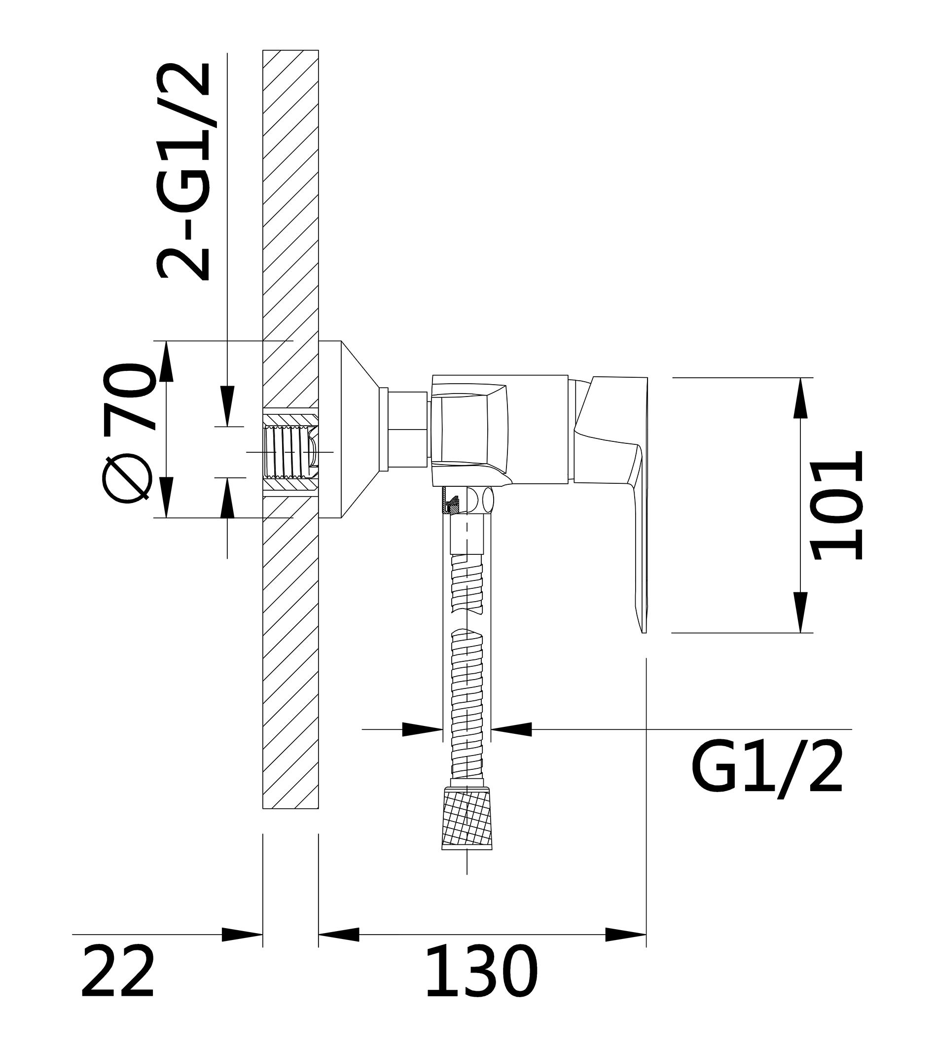 20018-C Смеситель для душевой кабины (ЧЕРНЫЙ) HANSEN  (10/1шт)