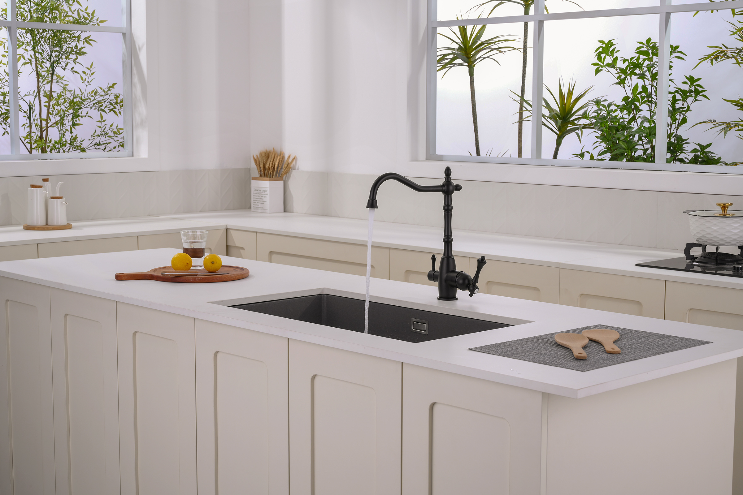 77122-C Смеситель для кухни с под. филь. (ЧЕРНЫЙ) GANZER  (10/1шт)