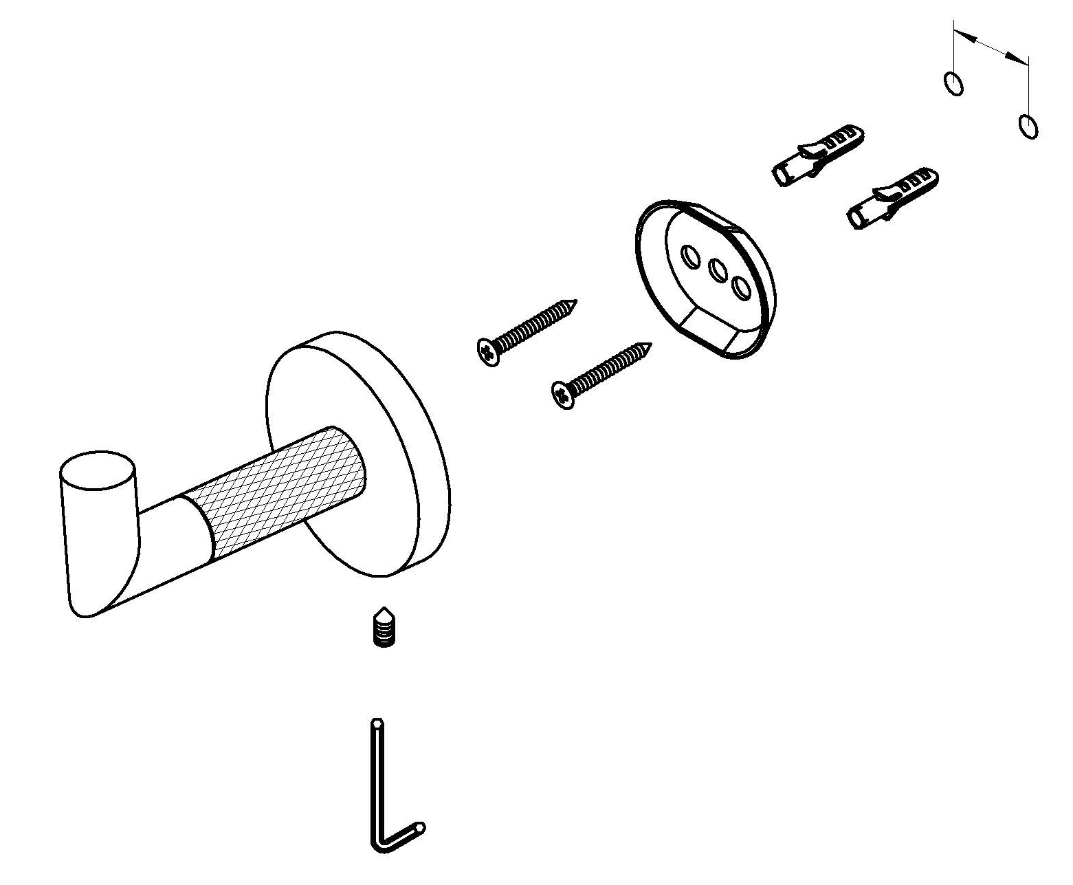 19551-S Крючок одинарный для полотенца (Мат. Золото) GANZER  (20/1шт)