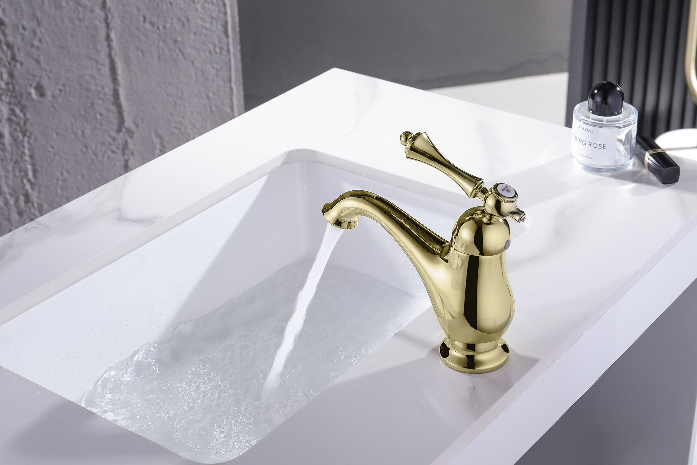 77111-E Смеситель для умывальника  (ЗОЛОТО)  GANZER (10/1шт)