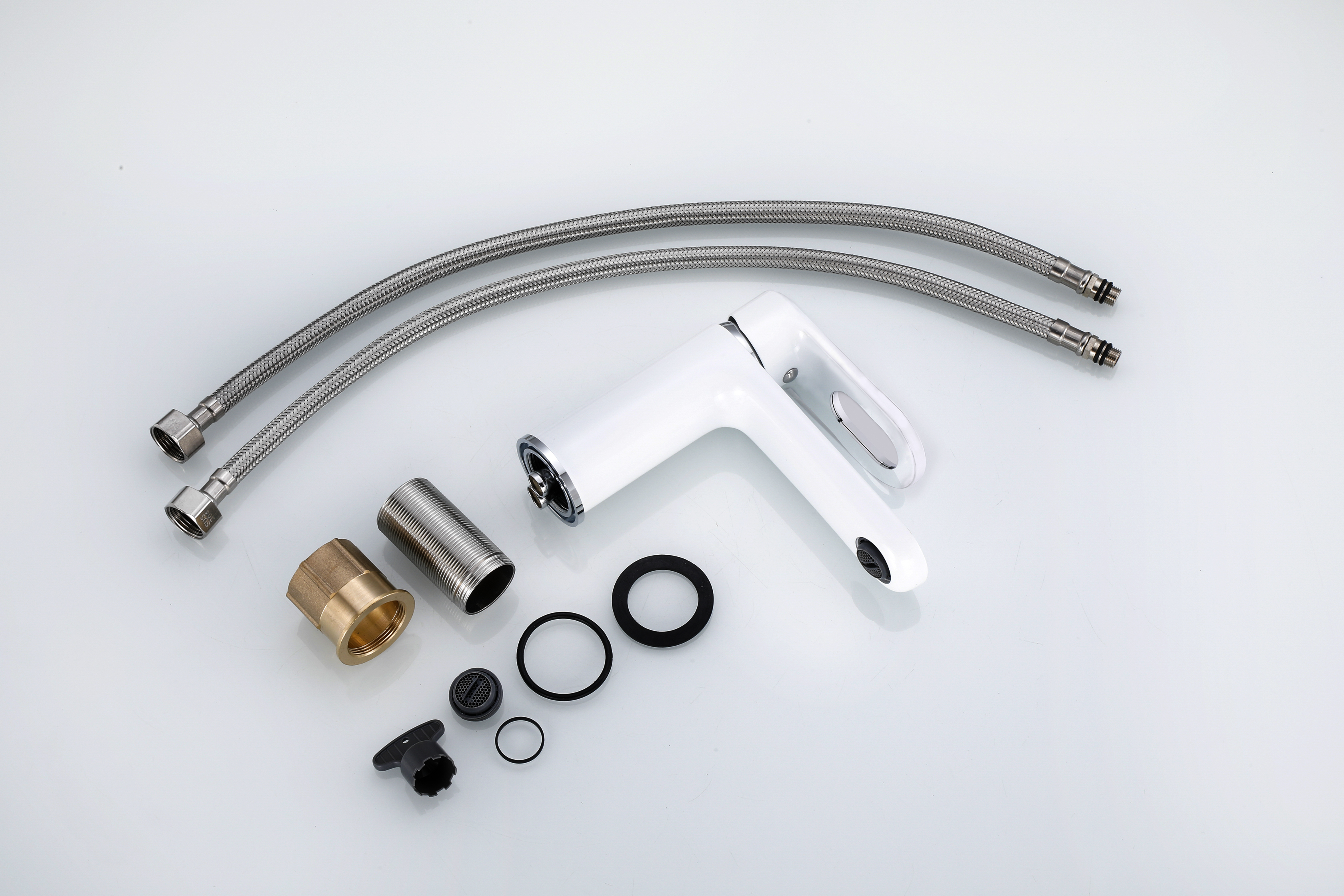 10016-F Смеситель для умывальника (БЕЛЫЙ) HANSEN  (10/1шт) Л/К