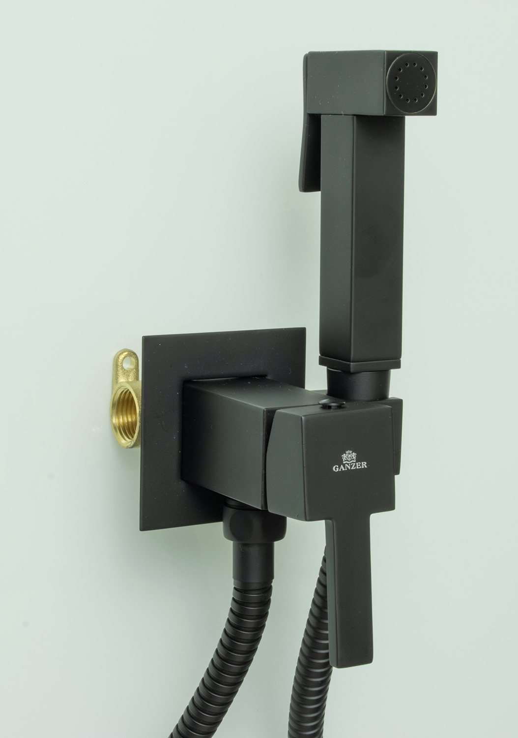 72101-C Set Смеситель встраива. для биде КВАДРАТ (ЧЕРНЫЙ) GANZER  (10/1шт)