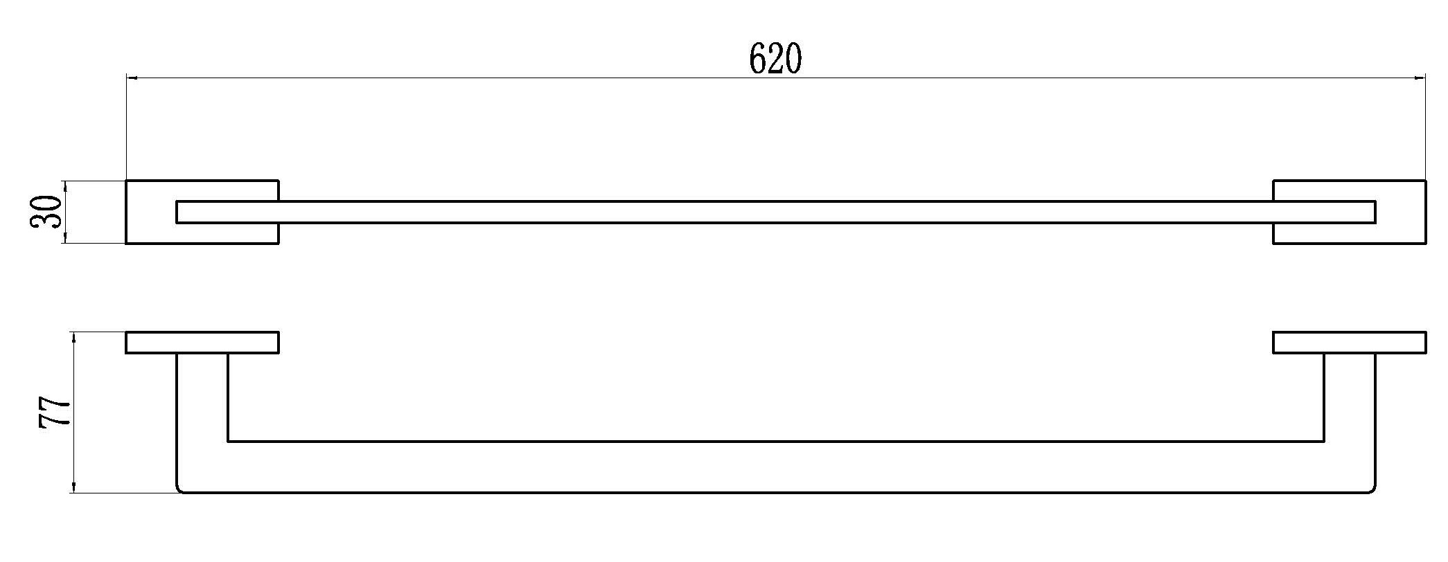 88070-C Держатель для полотенца 55 см. (ЧЕРНЫЙ) GANZER (20/1шт)