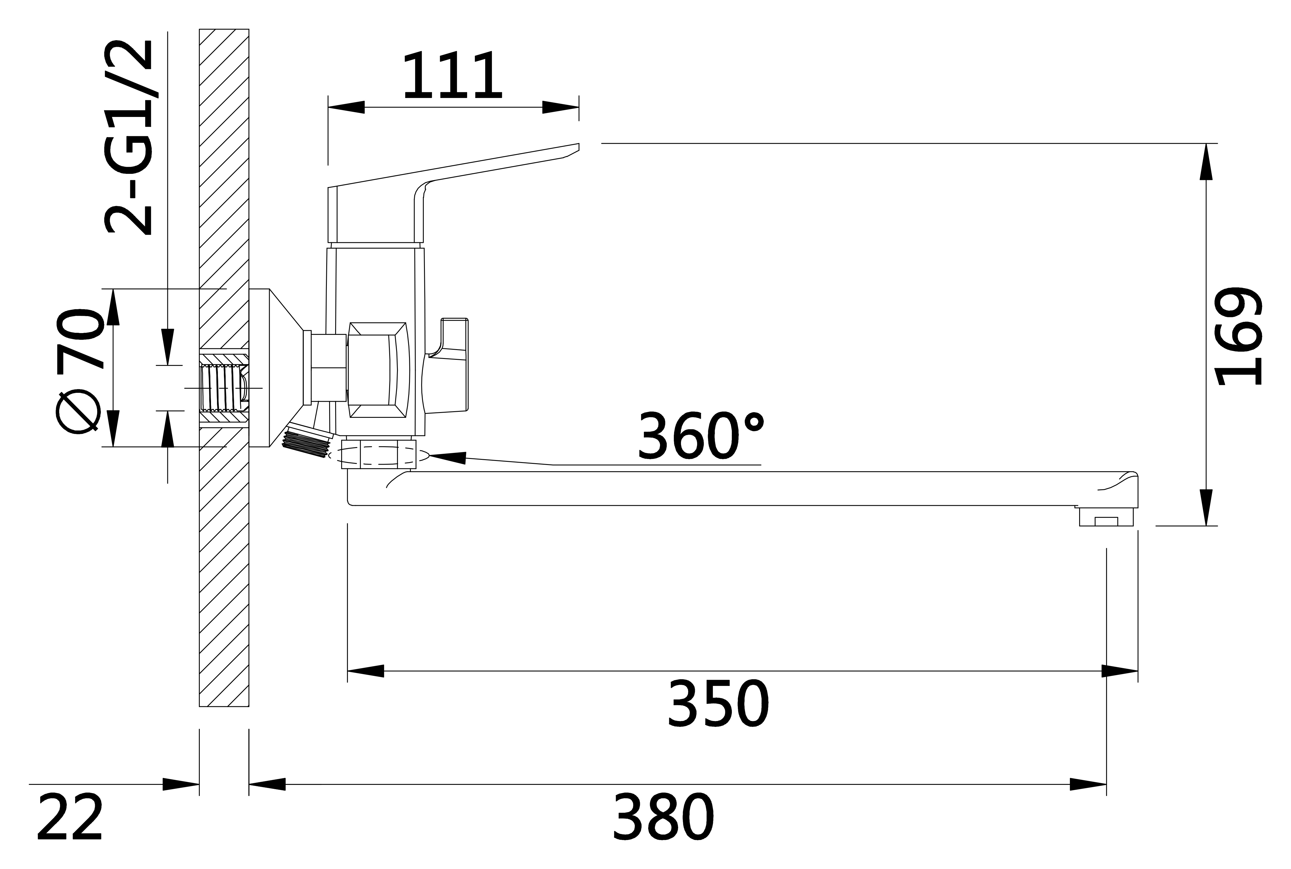 22035 Смеситель для ванны HANSEN  (10/1шт)
