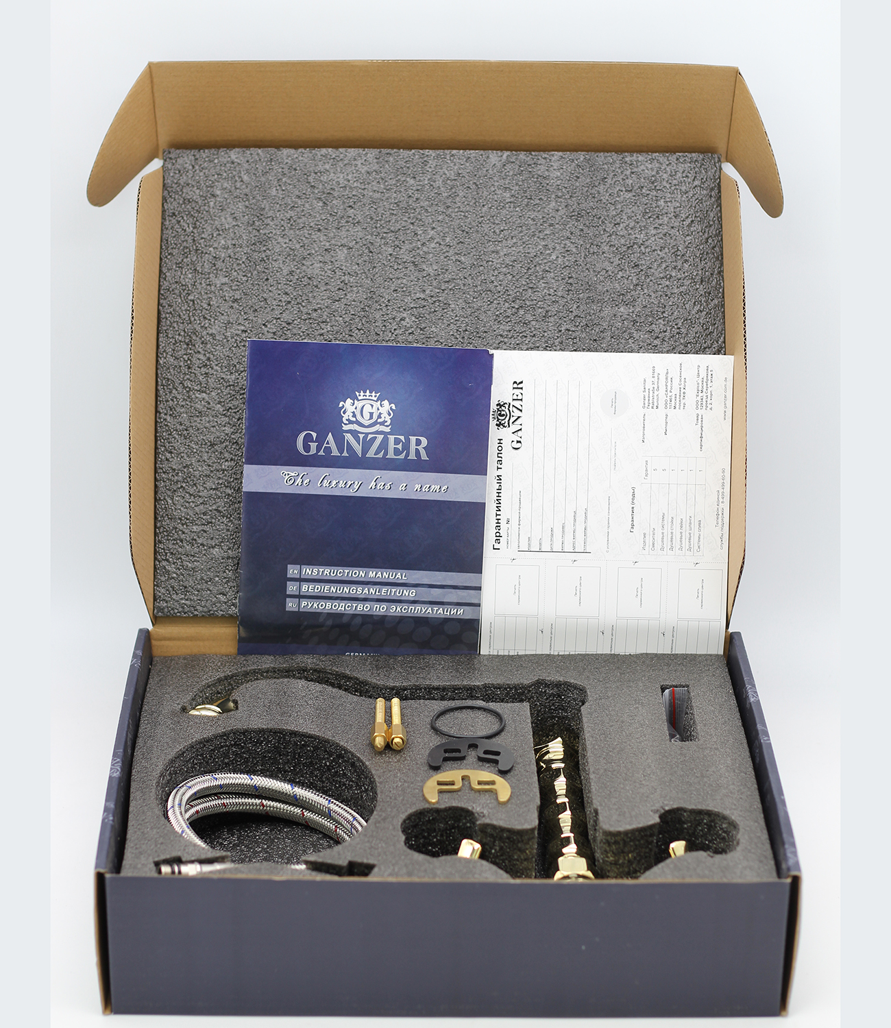 15022-E Смеситель двухвент для кухни ЗОЛОТО GANZER (10/1шт)