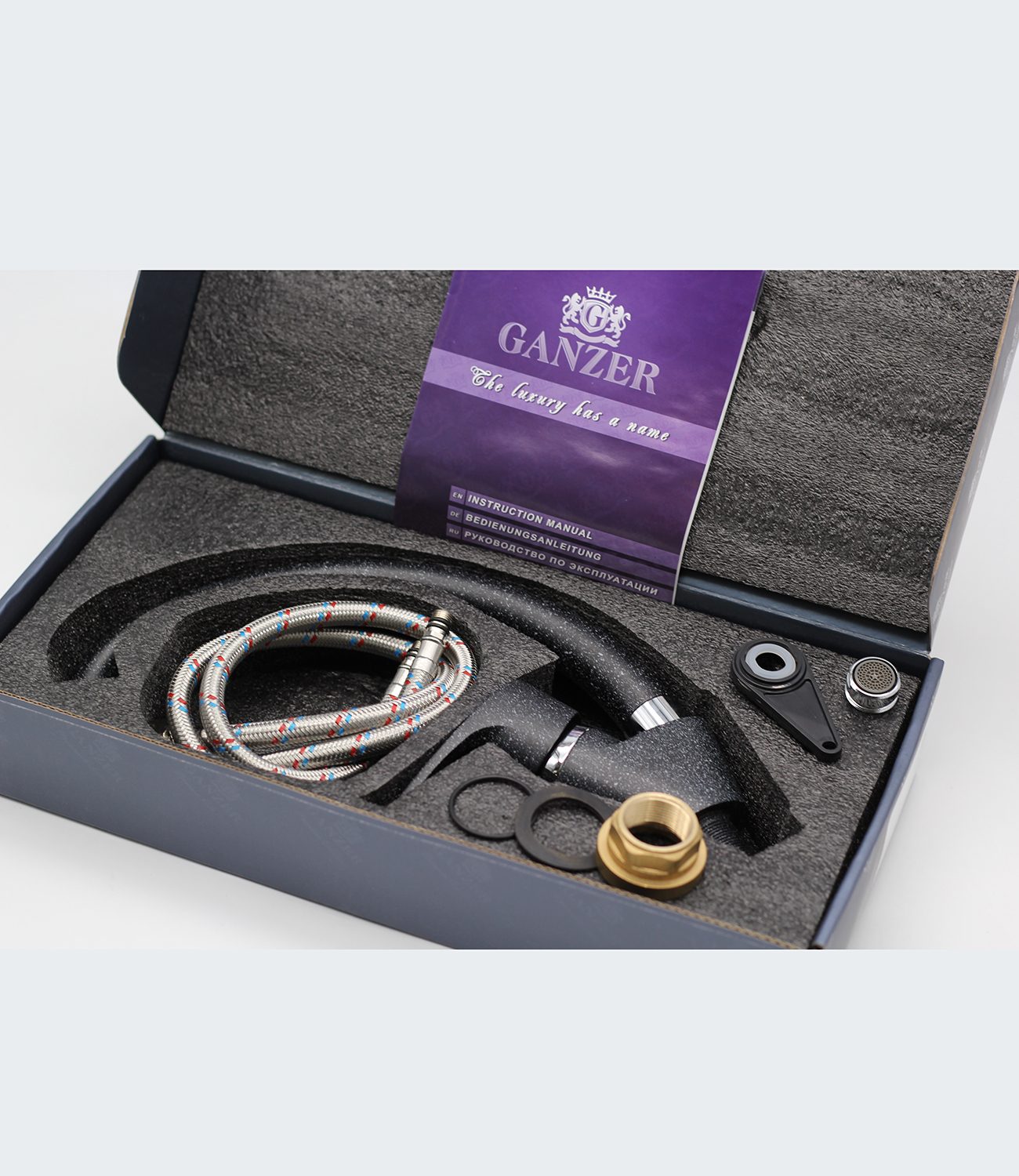 10021-C Смеситель (ЧЕРНЫЙ) для кухни "GANZER" Л/К