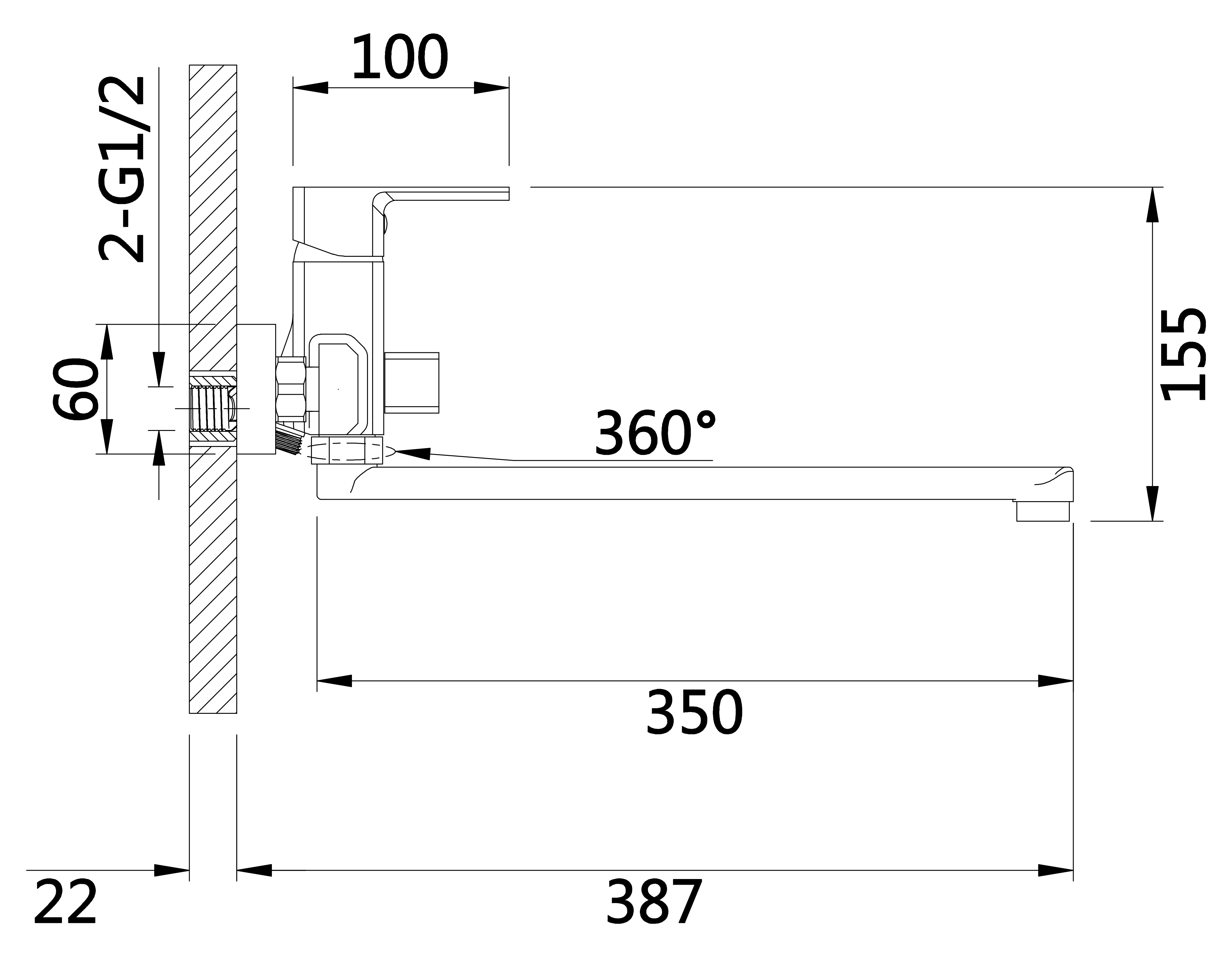 22010 Смеситель для ванны HANSEN  (10/1шт)