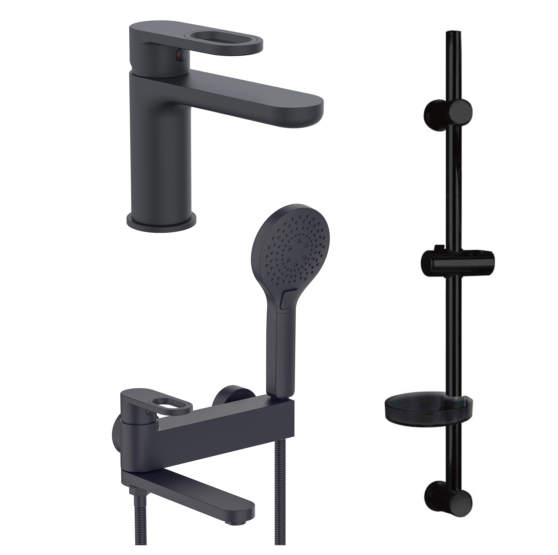 90016-C Душевой комплект ЧЕРНЫЙ (3 в 1) HANSEN  (4/1шт)