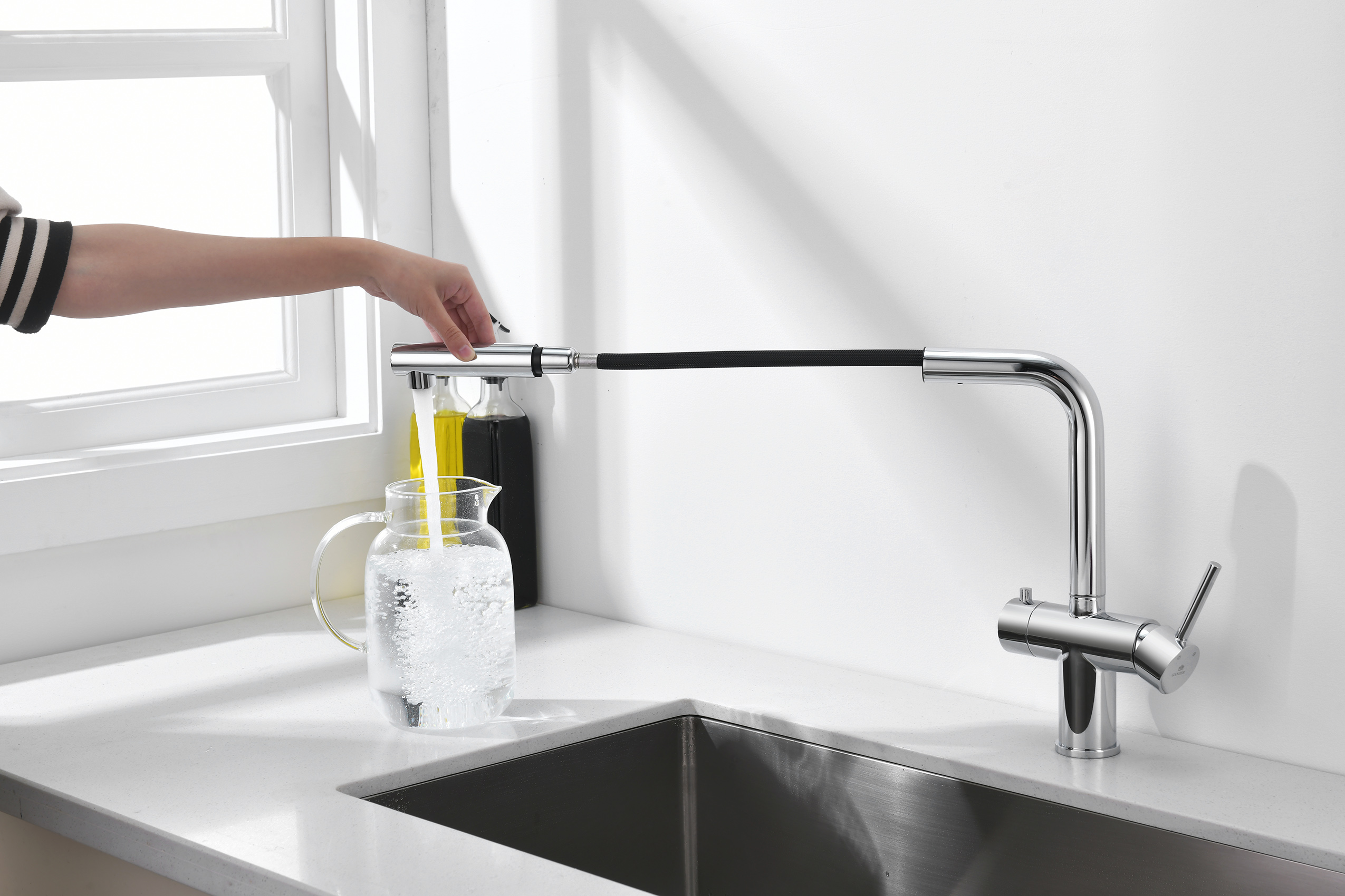 16036 Смес. од. для кухни с ВЫД. лейкой и подк. ФИЛЬТ. (ХРОМ)  GANZER (10/1шт)