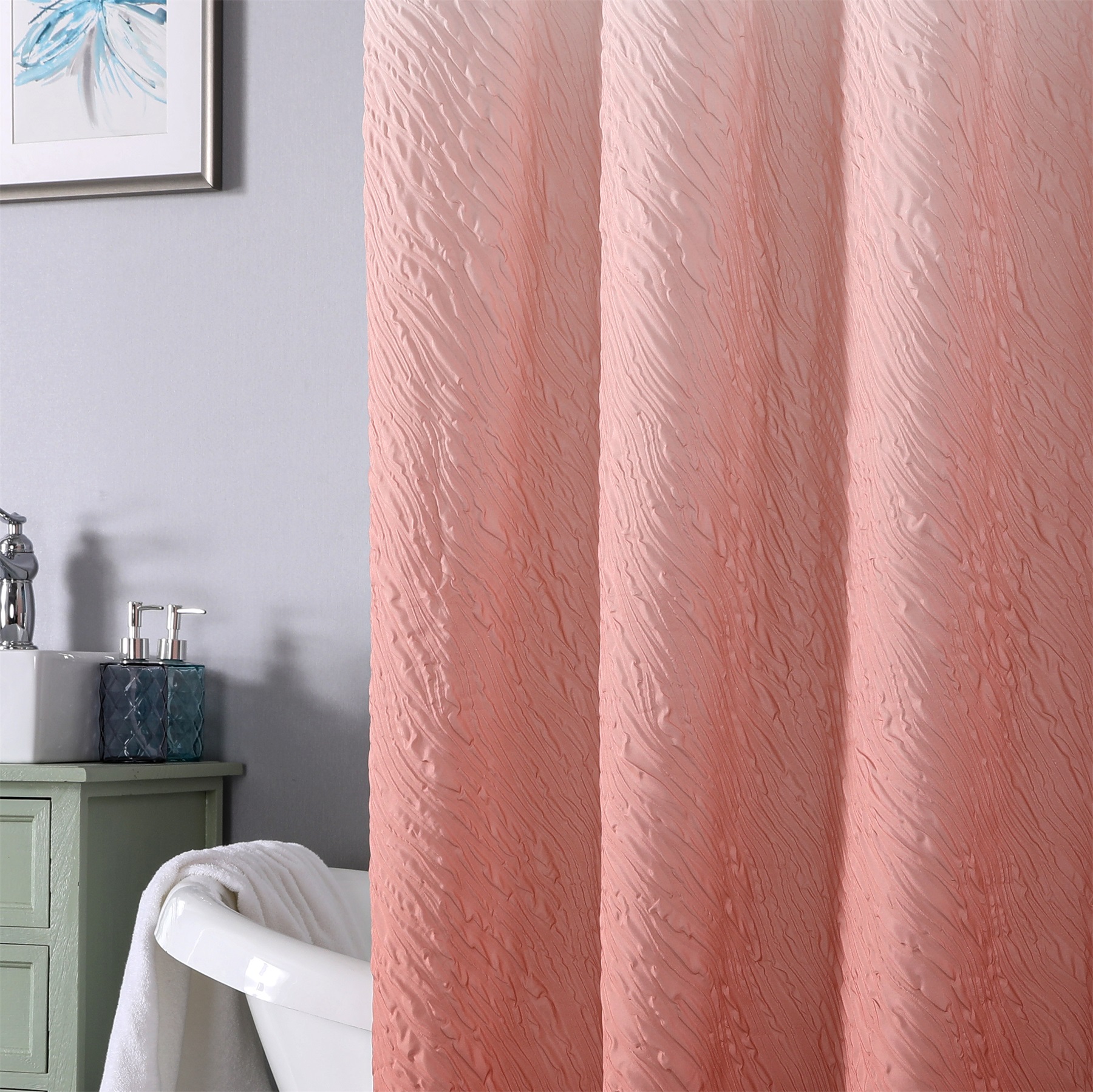 Штора для ванной комнаты (ДВУХСЛОЙНАЯ) 180*200 (бел.,крас.) GANZER  (20/1шт)