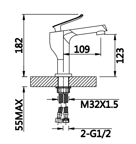 20011-C Смеситель для умывальника (ЧЕРНЫЙ/? "GANZER"