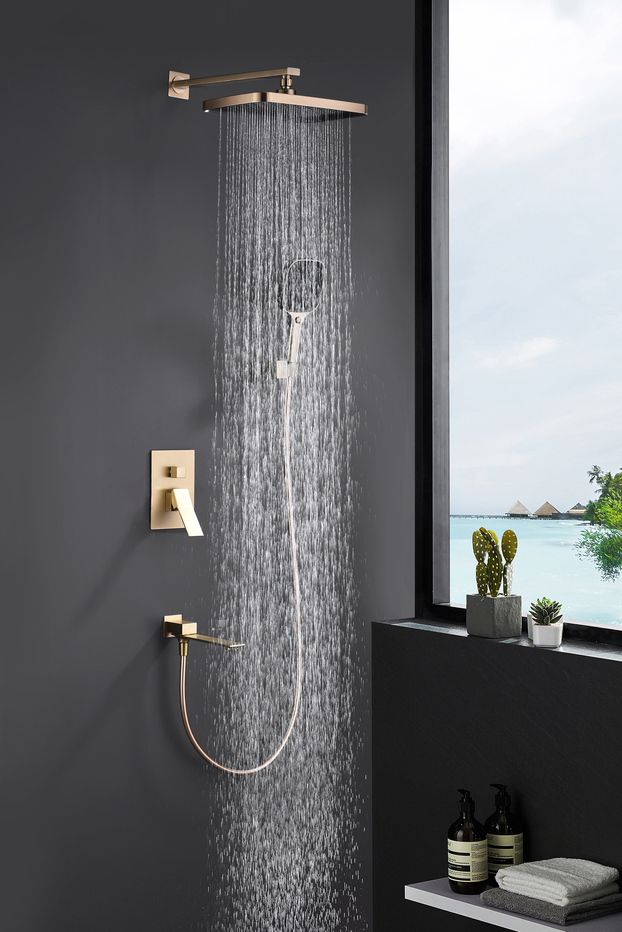 05165-S Смеситель встраиваемый для душа с 3-функ. (Мат. Золото) GANZER (6/1шт)