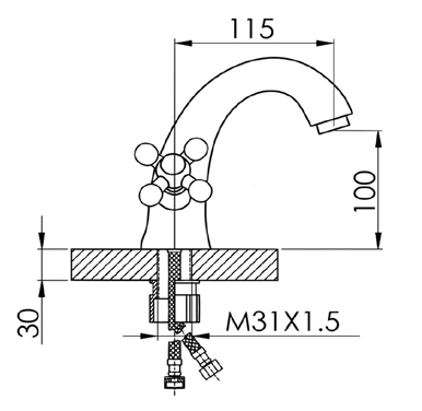 10050 Смеситель для умывальника (2 ручный) HANSEN  (10/1шт)