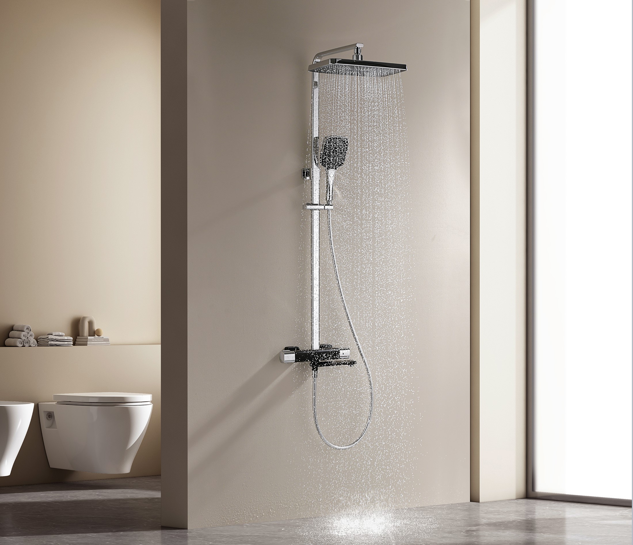 12071-C Душевая система с термостатом (ЧЕРНЫЙ) GANZER (5/1шт)