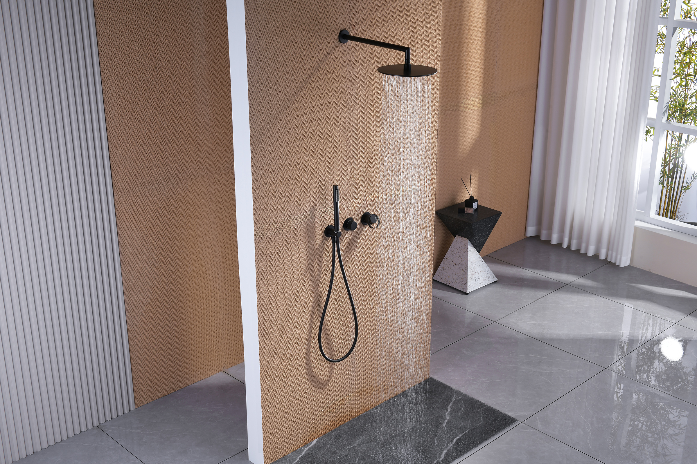 19164-C Встроенный смес для душа с 2-функ. (ЧЕРНЫЙ) GANZER  (6/1шт)