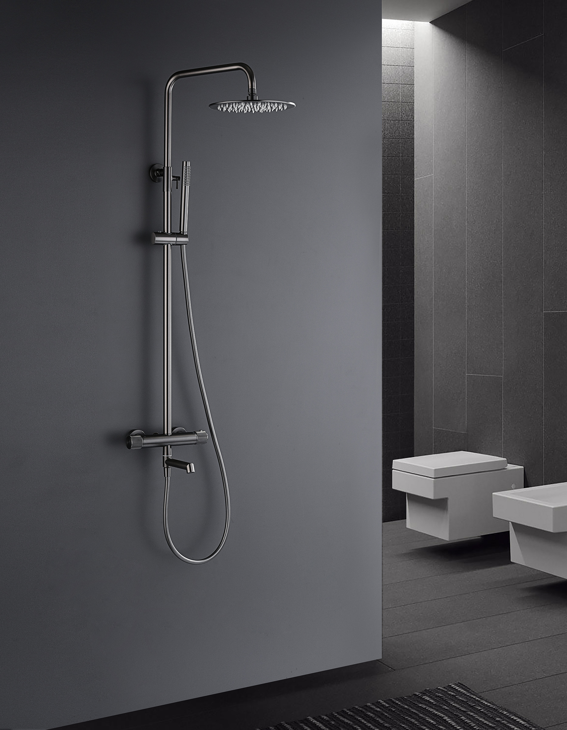 19170-Q Душевая система с термостатом (ГРАФИТ) GANZER (5/1шт)