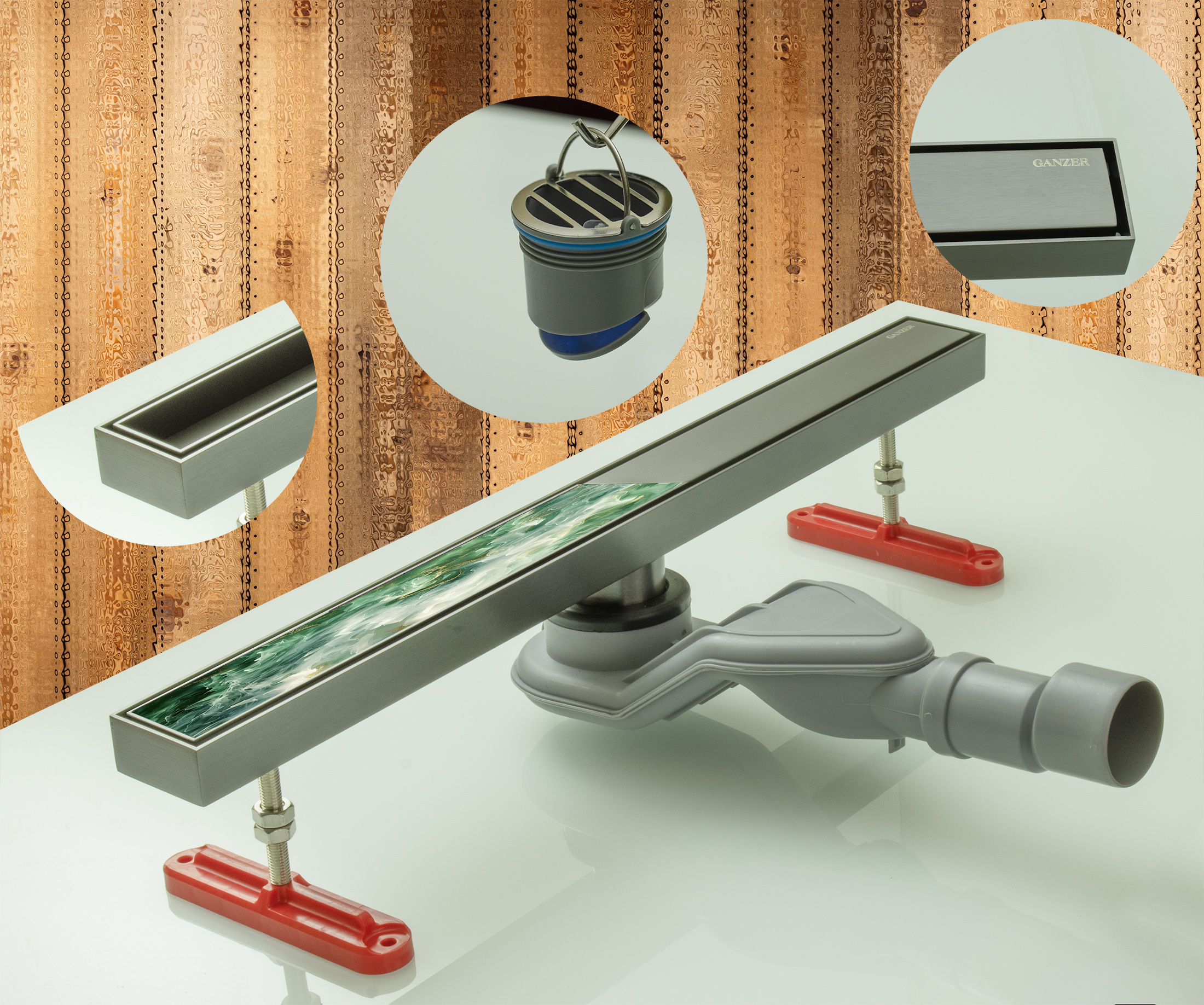 99260-G Трап универсальный 55х600мм (САТИН) GANZER  (4/1шт)