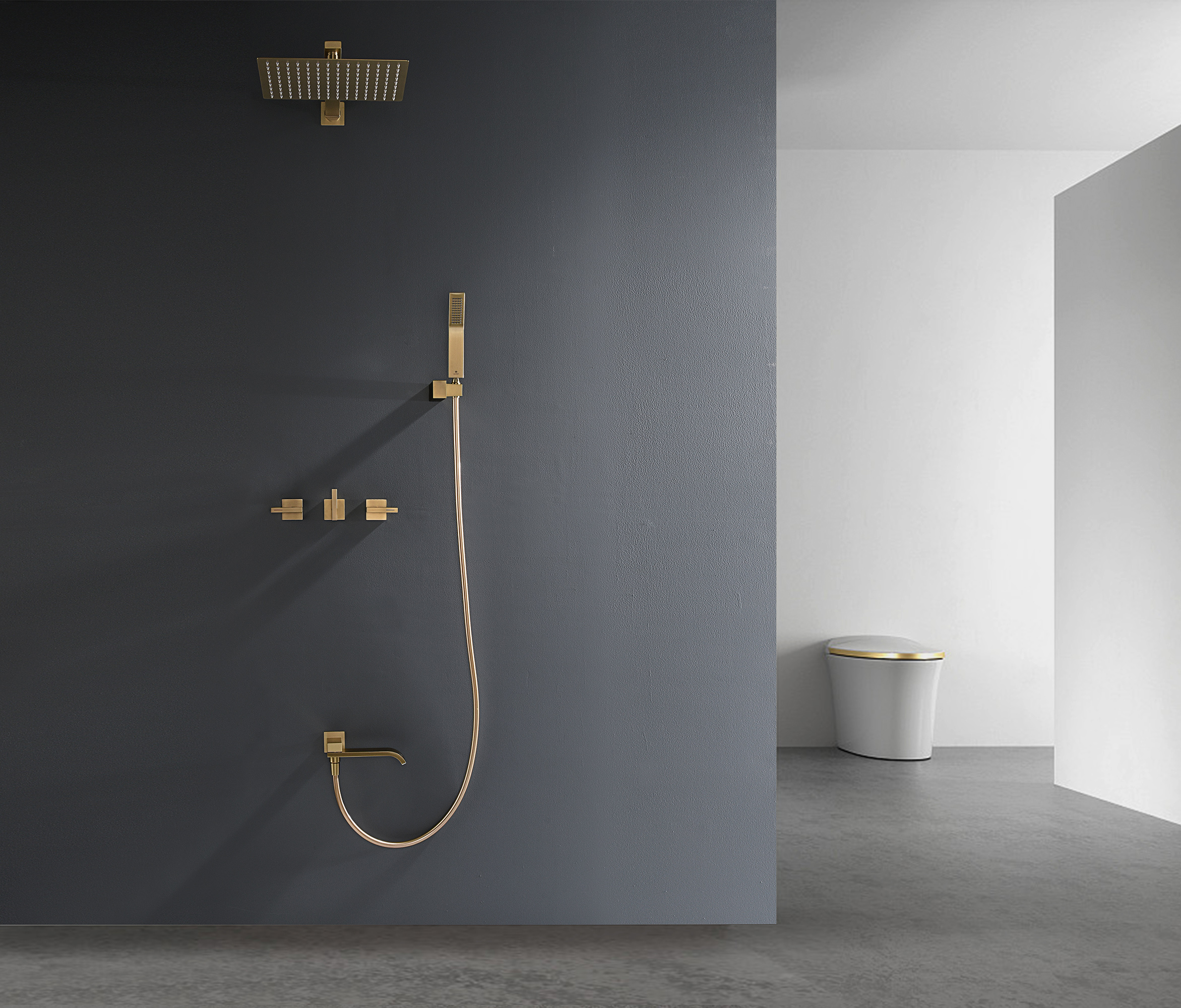 01165-S Смеситель встраиваемый для душа с 3-функ. (Мат. Золото) GANZER (6/1шт)