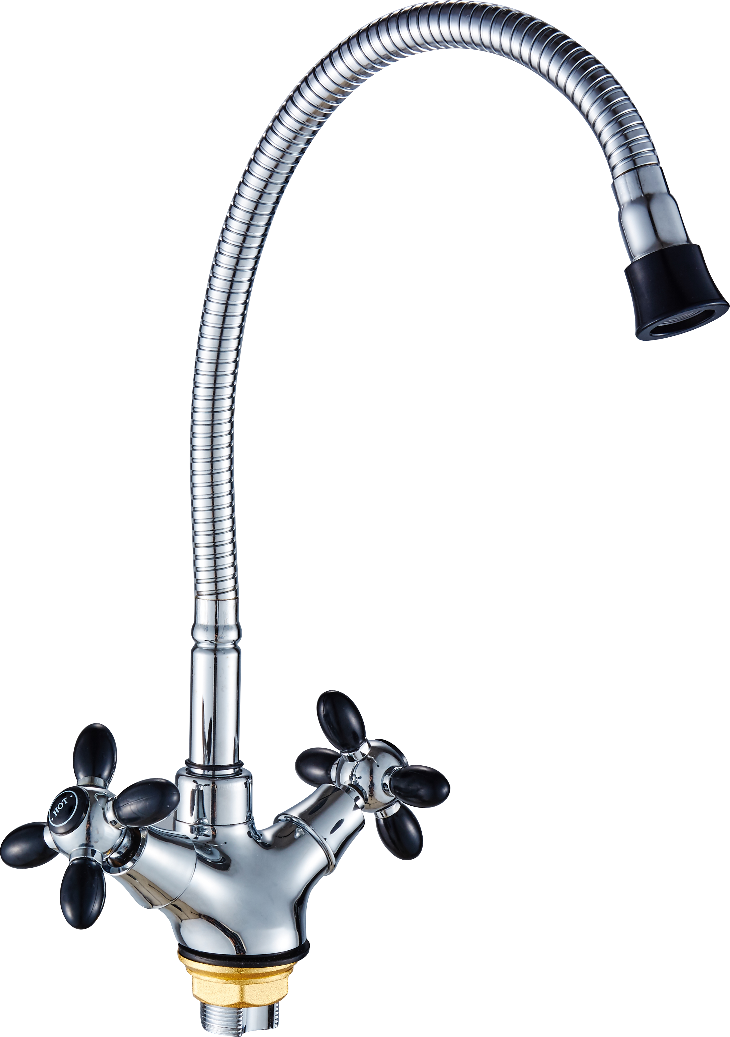 52052-C Смес. 2-ух руч. для кухни с гиб. из.(ЧЕРНЫЙ) HANSEN