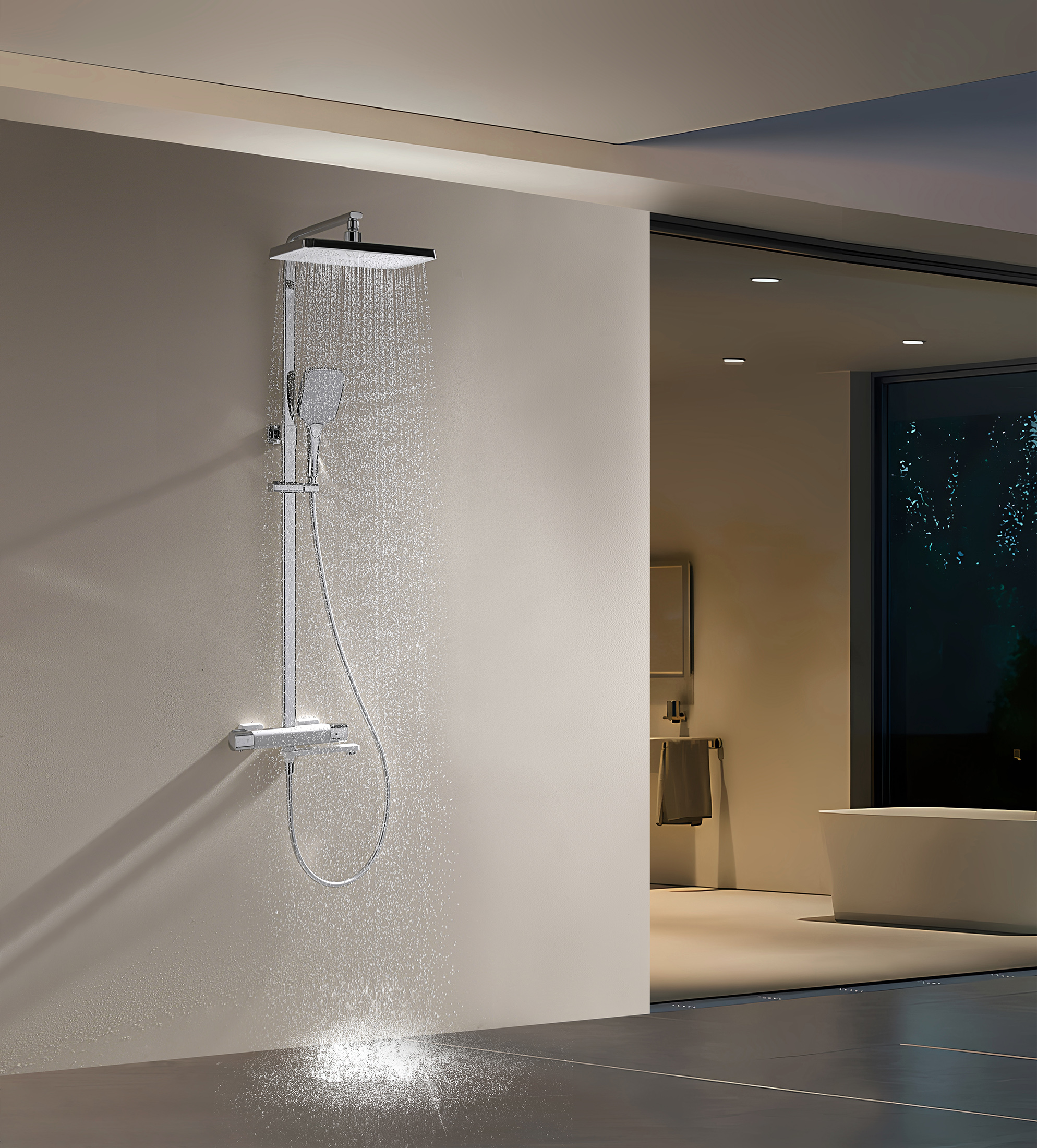 12071-F Душевая система с термостатом (БЕЛЫЙ) GANZER (5/1шт)