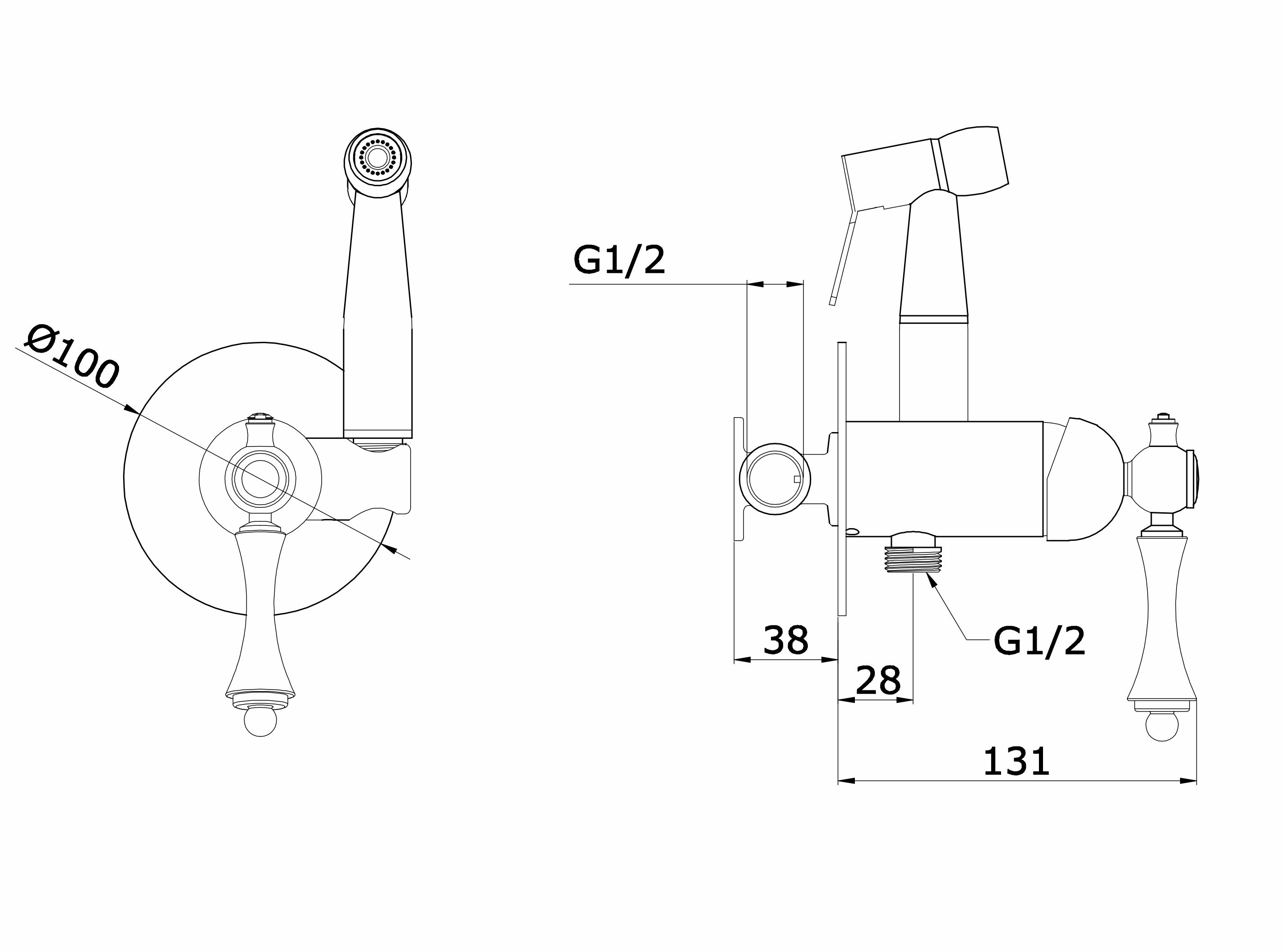 77057-E Комплект встраива. для биде (ЗОЛОТО) GANZER (10/1шт)