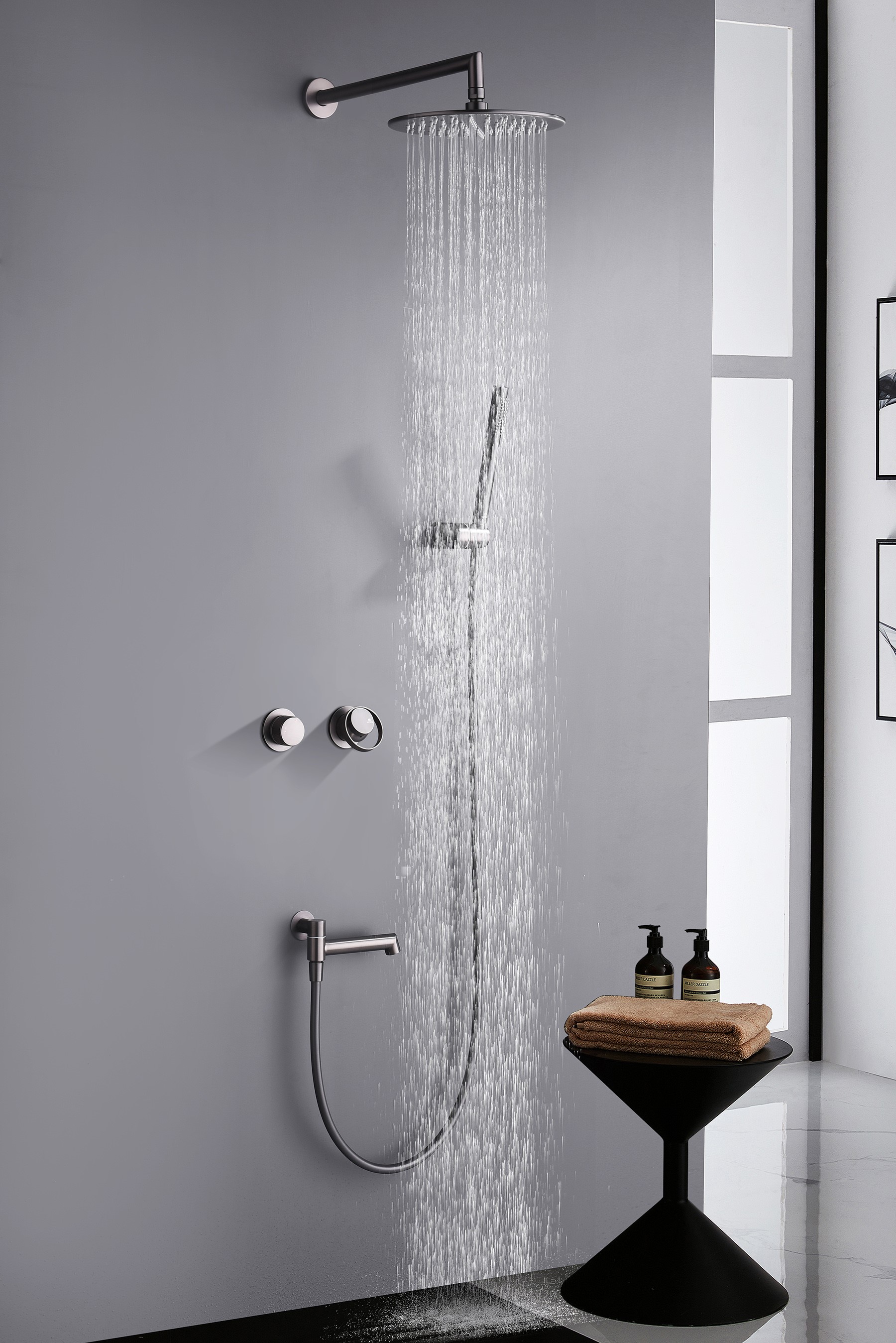 19165-Q Смеситель встраиваемый для душа с 3-функ. (ГРАФИТ) GANZER (6/1шт)