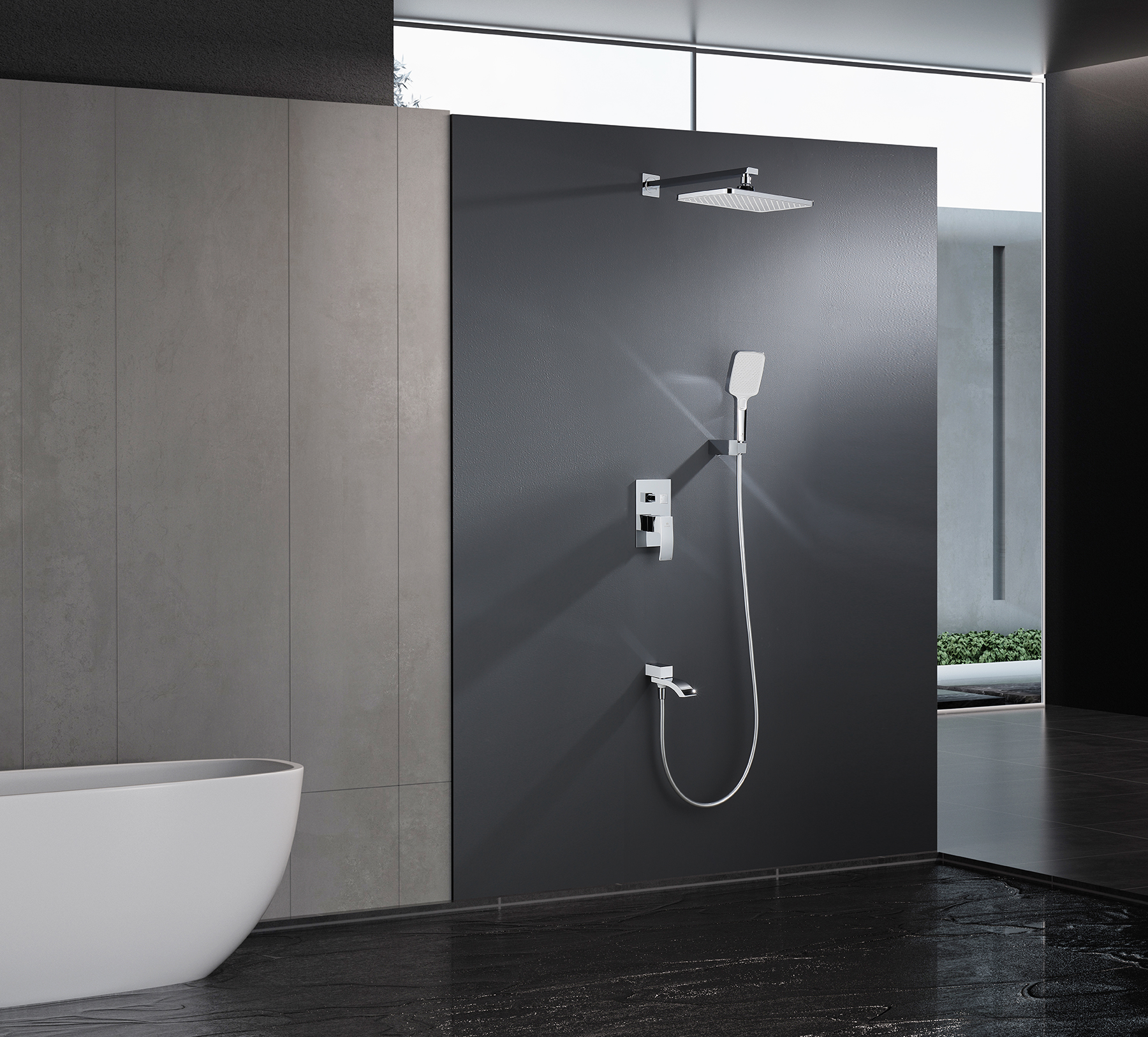 44165-F Смеситель встраиваемый для душа с 3-функ. (Белый/Хром) GANZER (6/1шт)