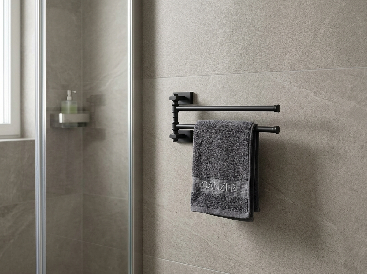 88012-C П/держатель поворот. 2-ной (ЧЕРНЫЙ) GANZER (10/1шт)