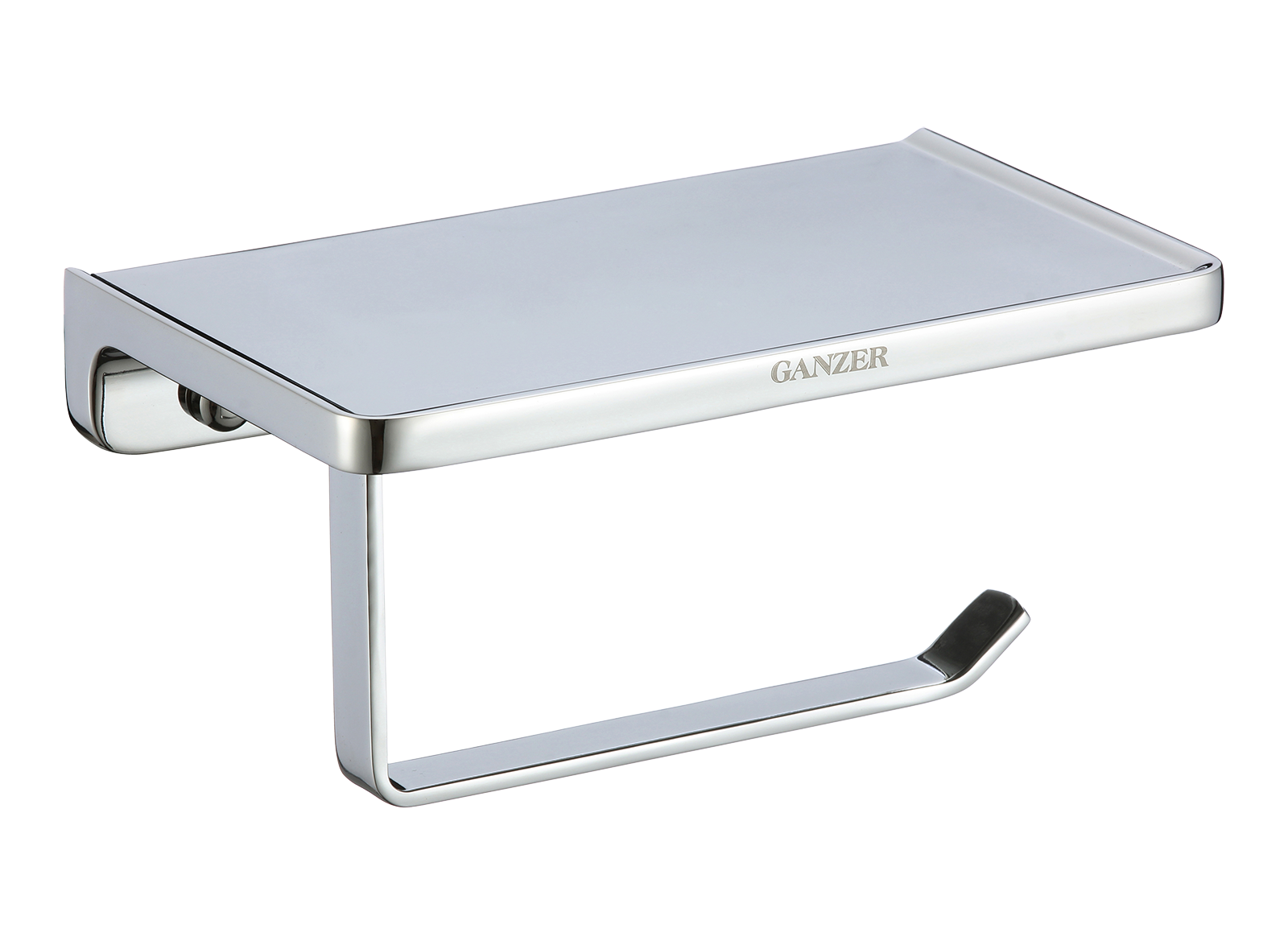 88034 Держатель для туалетной бумаги с полкой (ХРОМ) GANZER  (20/1шт)
