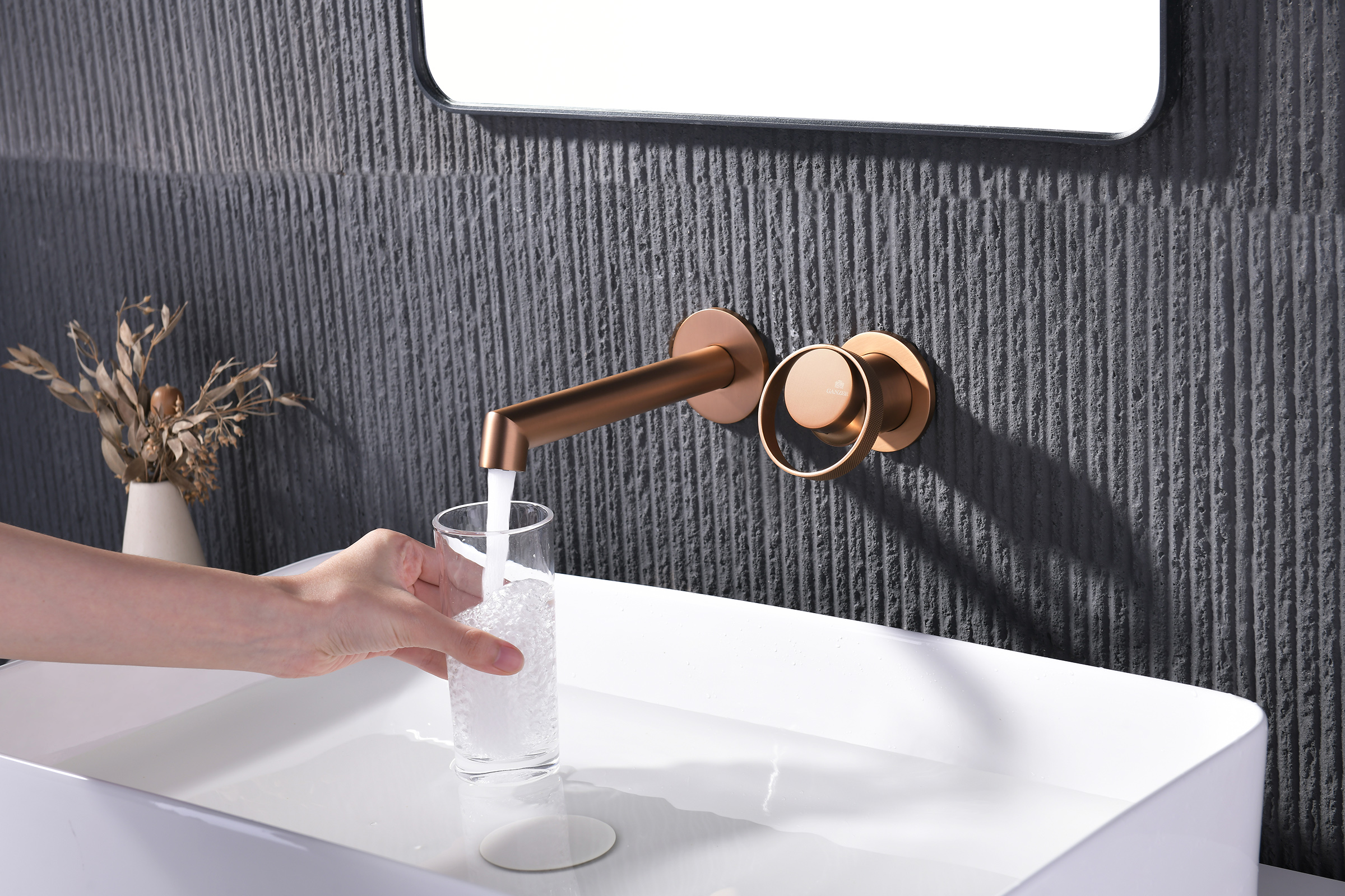 19144-R Встроенный смес для рак. (Роз. Золото) GANZER  (10/1шт)