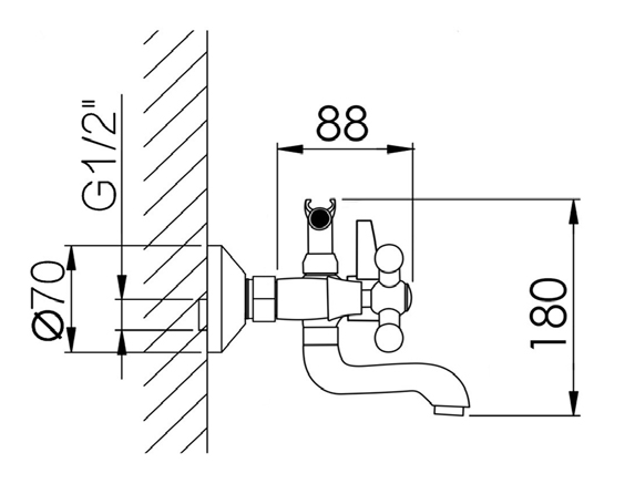 30050 Смеситель для ванны корот. (2 ручный) HANSEN  (10/1шт)