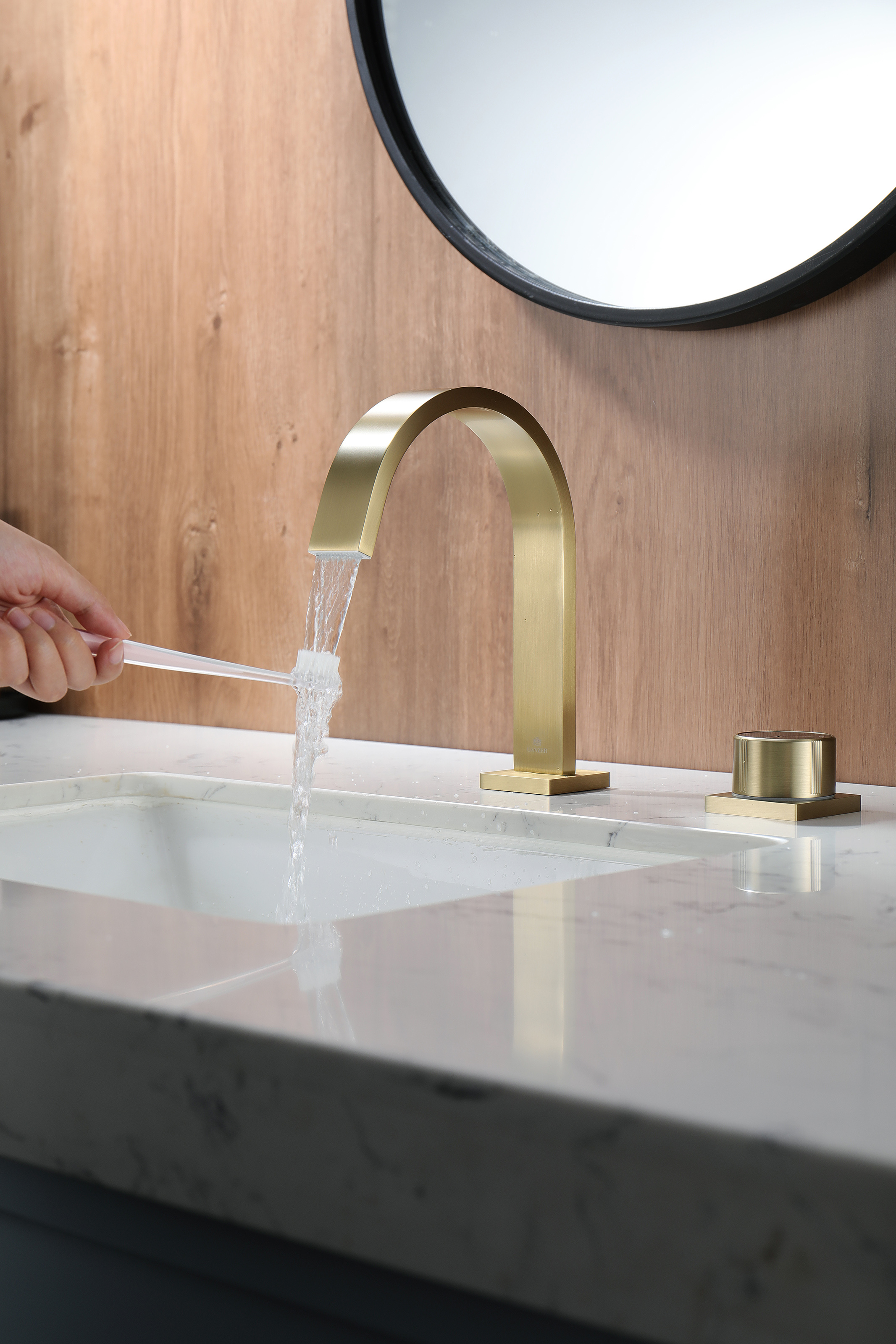 01111-S Смеситель на борт раковины (2-отв,Мат. Золото)  GANZER (10/1шт)