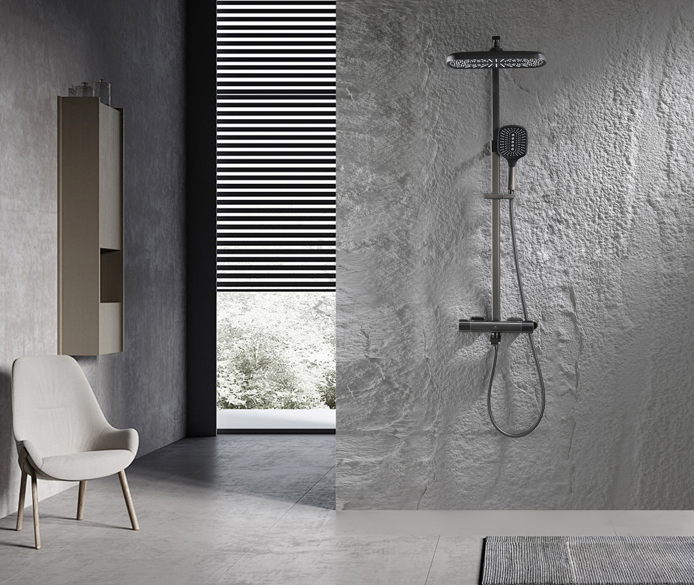 12171-Q Душевая система с термостатом (ГРАФИТ) GANZER (5/1шт)