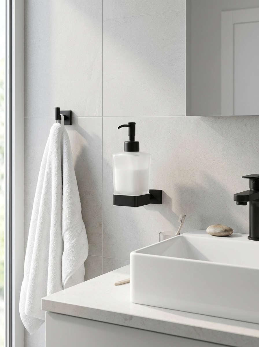 88027-C Дозатор жидкого мыла настенный (ЧЕРНЫЙ) GANZER  (20/1шт)