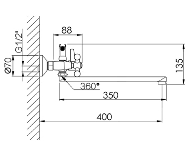 22050 Cмеc. для ванны с плос. излив. HANSEN  (10/1шт)