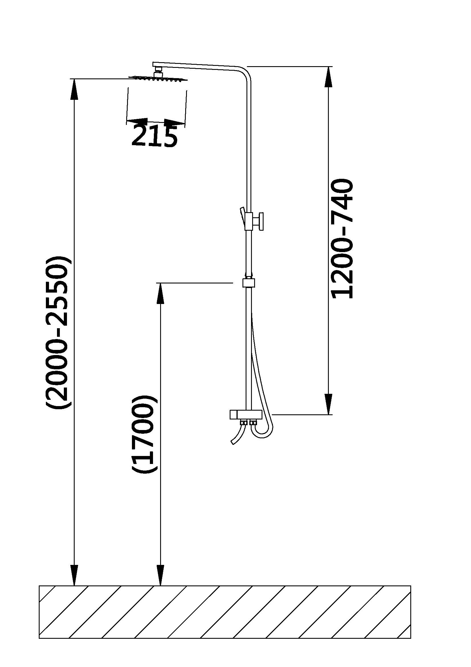 34002 Душевой релинг КВАДРАТ (шланг. под.)  HANSEN  (5/1шт)