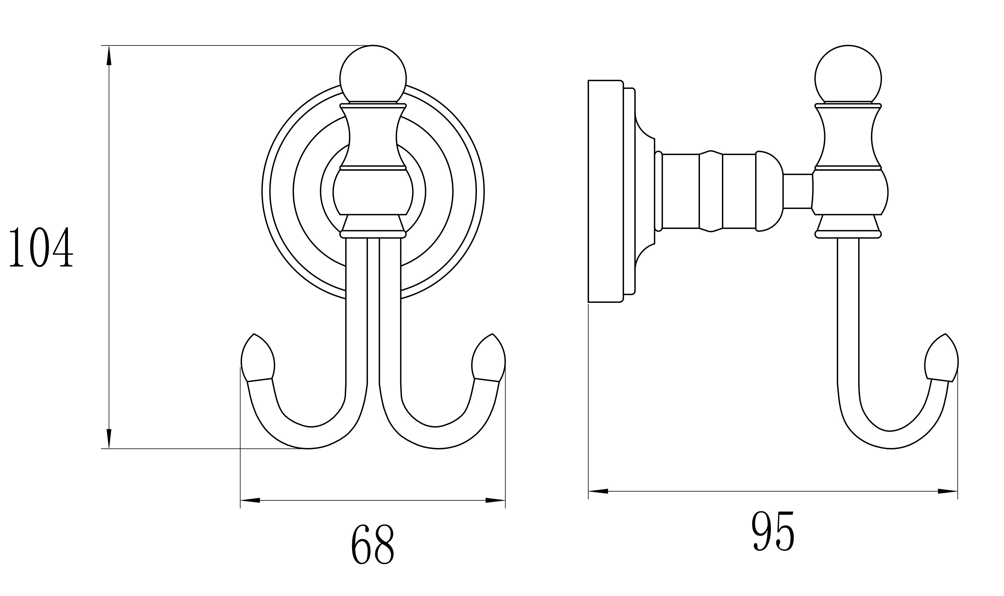 31052 Крючок двойной  GANZER  (20/1шт)