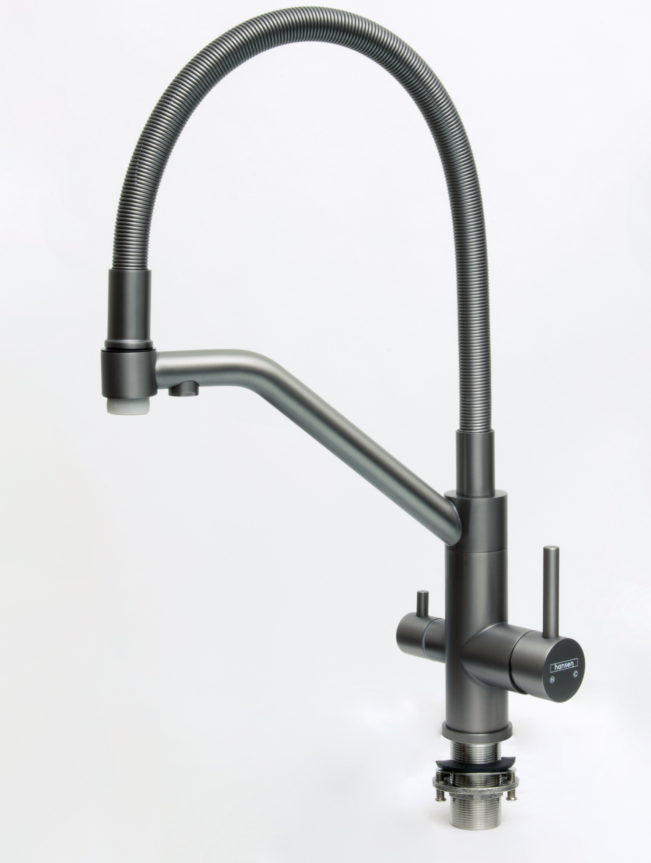 15056-P Смес. для кухни с гиб шланг и под фильт (ГРАФИТ) HANSEN (8/1шт)