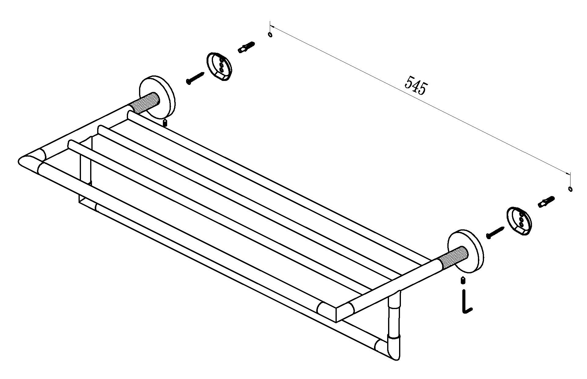 19577-C Полка для полотенец (ЧЕРНЫЙ)  GANZER (10/1шт)