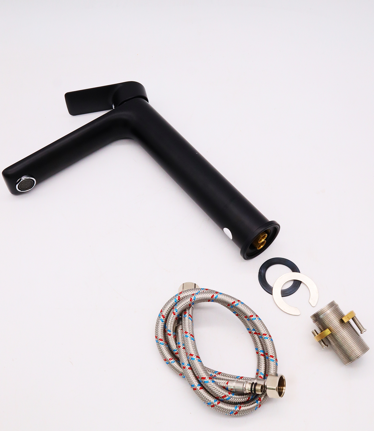 21012-C Смес. для умыв. (ВЫСОКИЙ хром+черный) "GANZER"  (10/1шт) Л/К